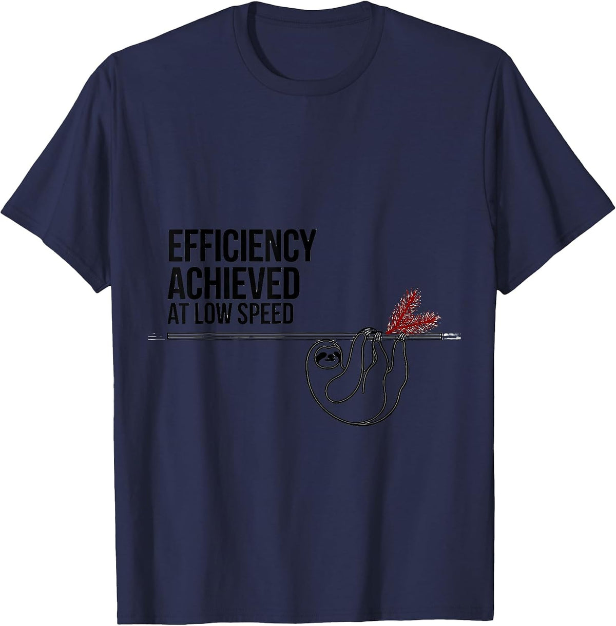 Men's Efficiency Achieved At Low Speed Funny Sloth Lover Christmas T-Shirt - Navy Blue