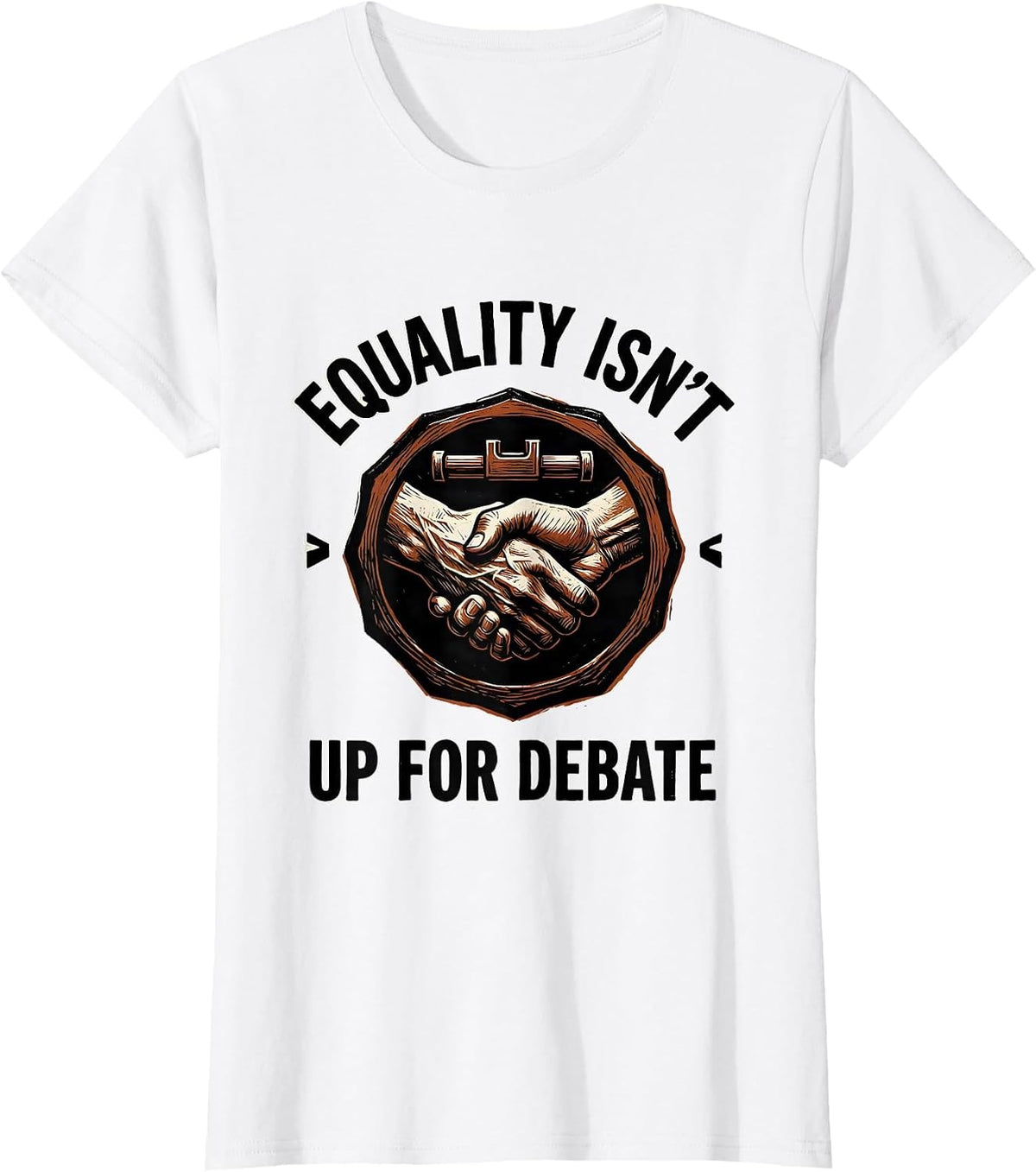 Equality Isn't Up For Debate Linocut Social Justice Activist T-Shirt, Women, White, X-Large - As Pictured