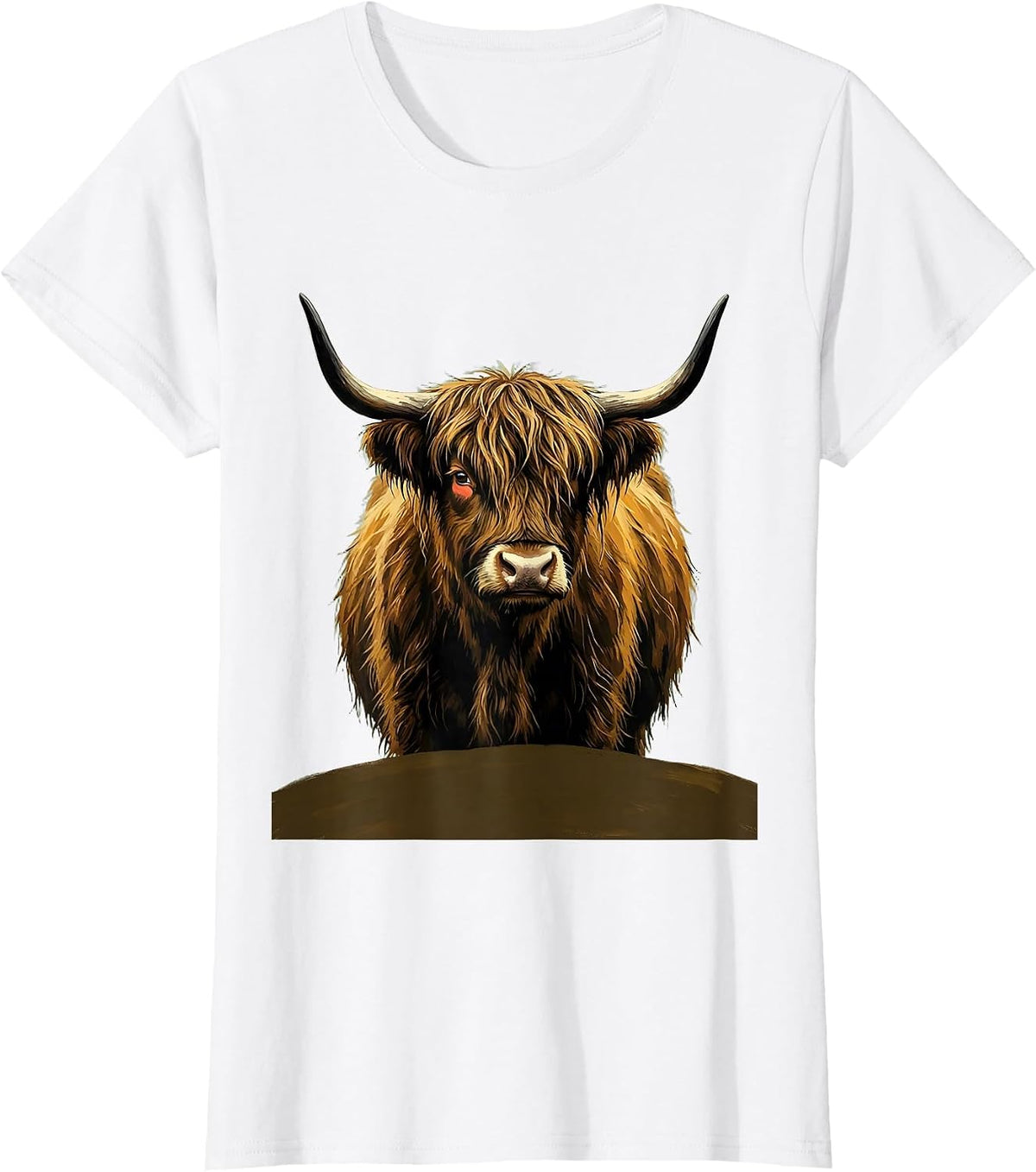 Highland Cow Cute Shaggy Fringe Whimsical Humor T-Shirt - White