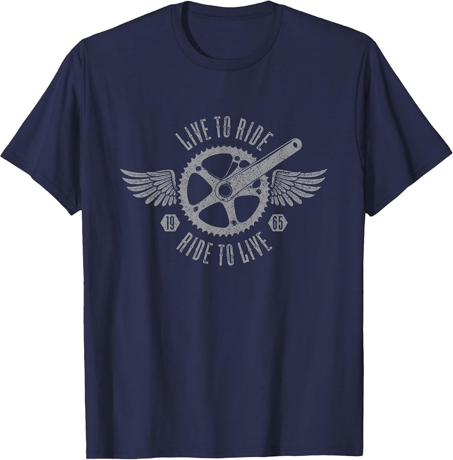 61 Year Old Mountain Biker 1965 Mountain Bike 61st Birthday T-Shirt - Navy Blue