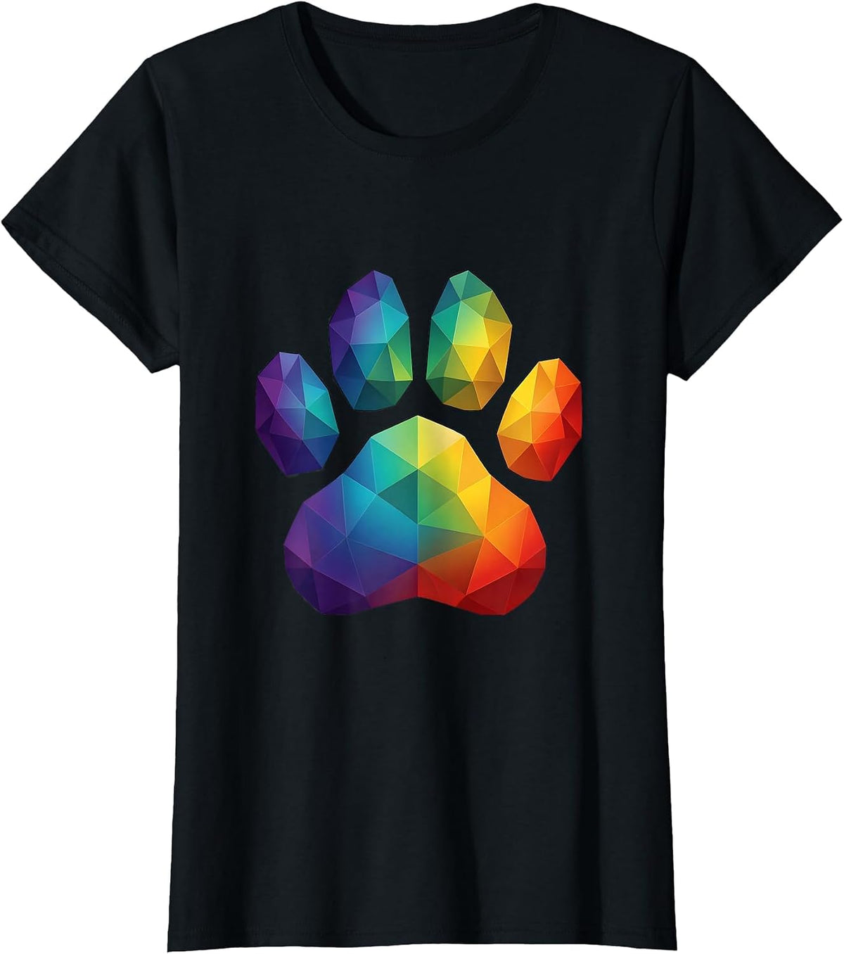 Geometric Bear Paw Rainbow Pride Graphic T-Shirt - Black