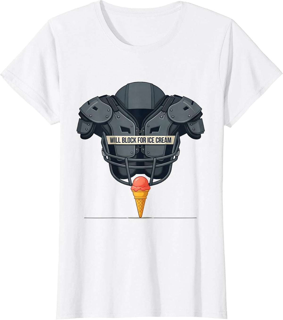 Women's Will Block For Ice Cream Funny Football Lineman Humor T-Shirt - White