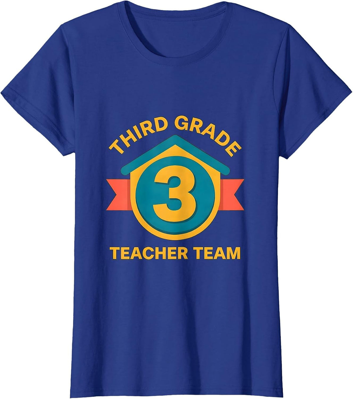Women's Third Grade Teacher Team Retro Grade-Level Team Back T-Shirt - Royal Blue