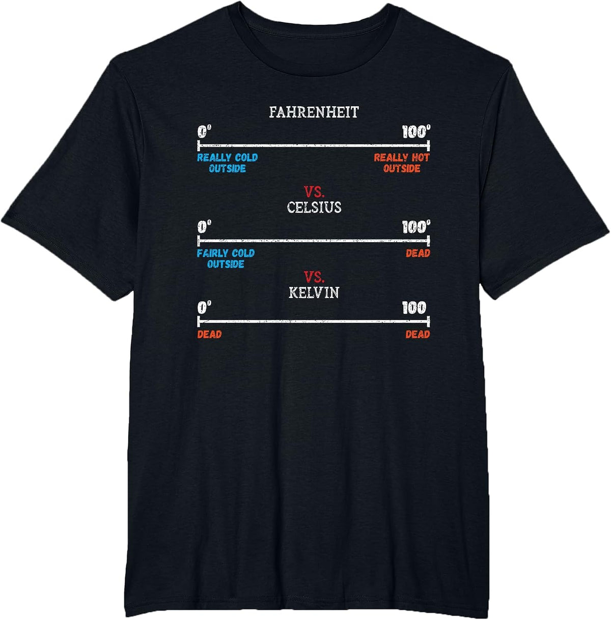 Fahrenheit vs Celsius vs Kelvin Science Humour Chemistry T-Shirt - Black