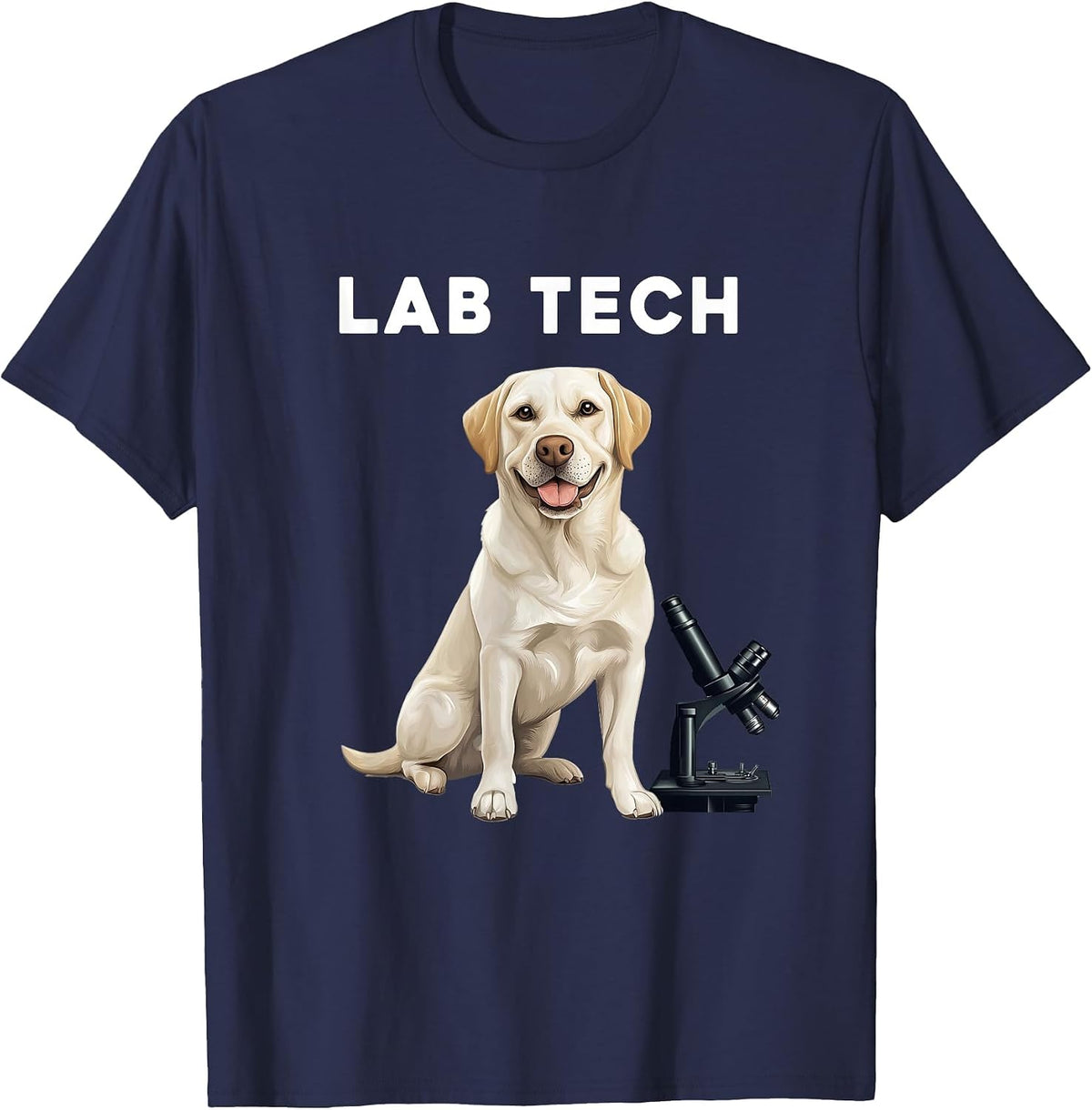 Funny Lab Tech Design Featuring a Labrador Dog for Scientist T-Shirt - Navy Blue
