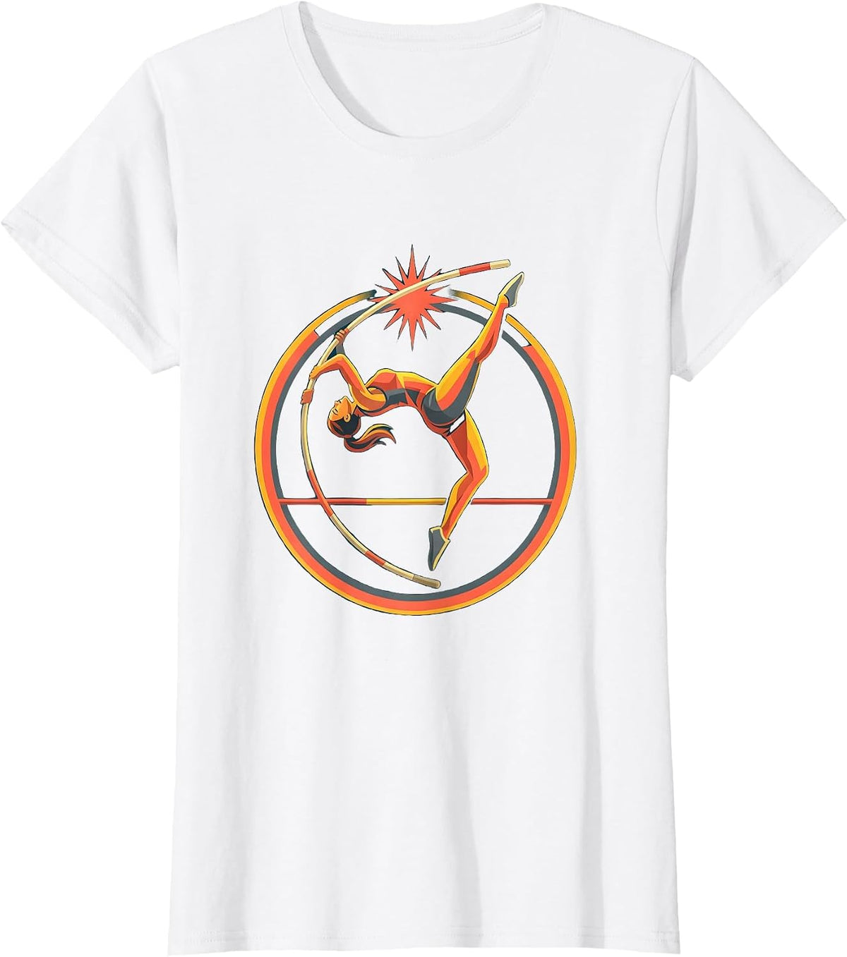 Pole Vaulter Clearing Bar Graphic Tee T-Shirt - White