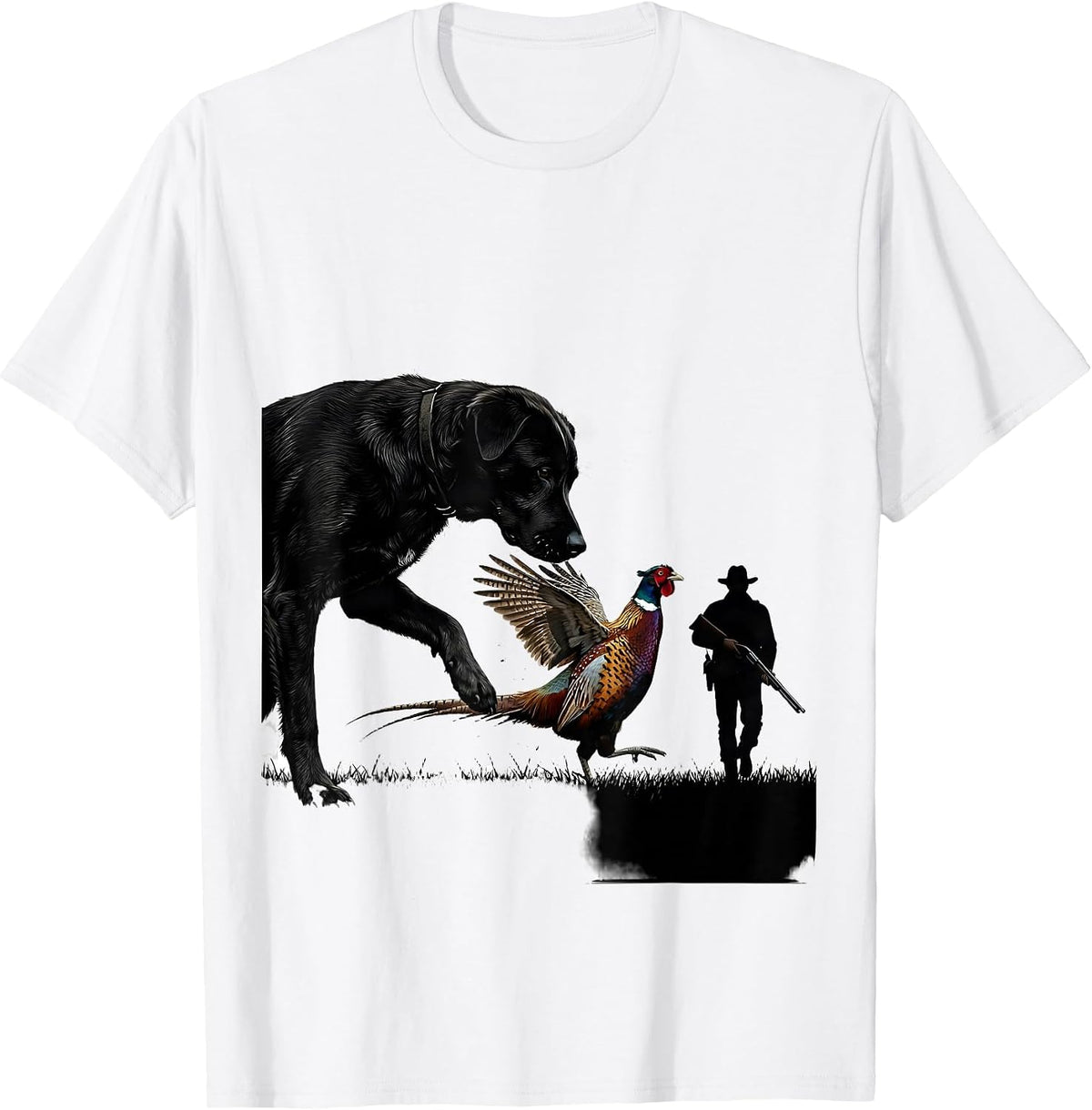 Men's Ringneck Pheasant Hunter Dog Vintage Upland Bird Hunting T-Shirt - White