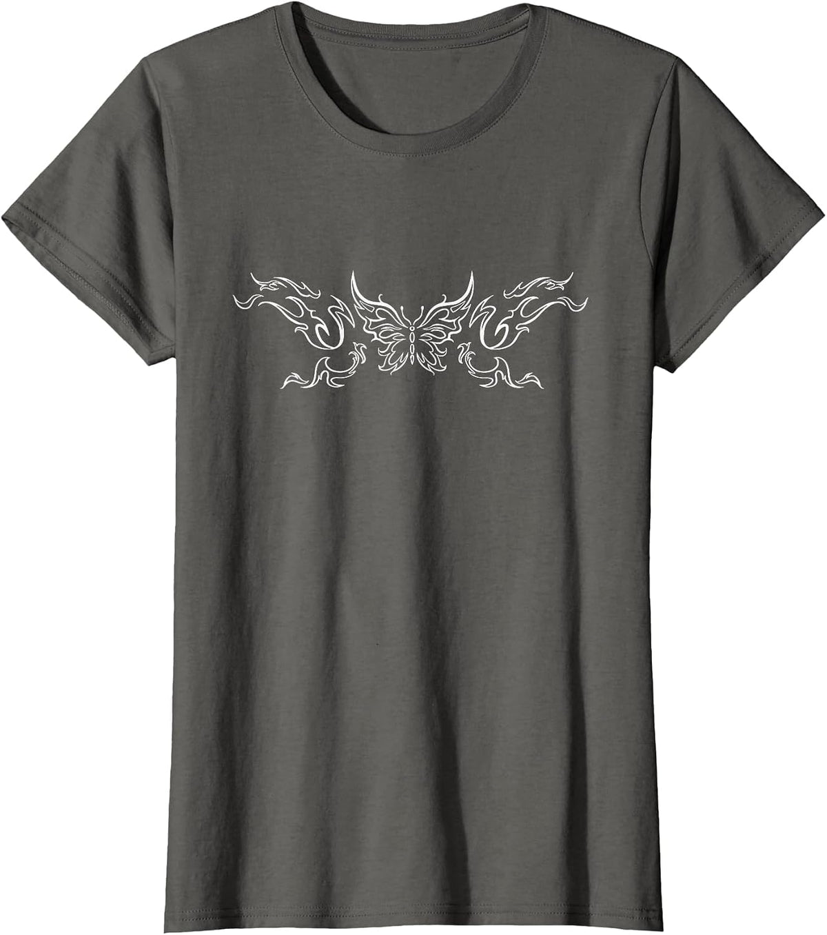 Butterfly Tattoo Grunge Fairycore Aesthetic Goth T-Shirt - Asphalt Grey
