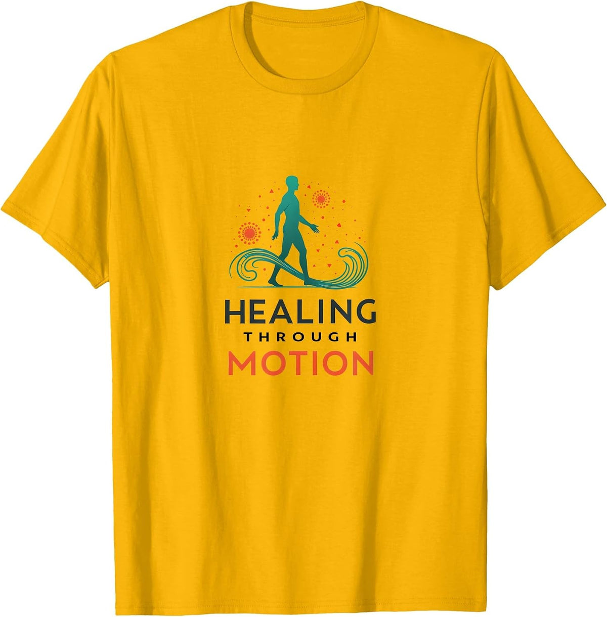 Healing Through Motion Physical Therapy Design T-Shirt - Golden Yellow