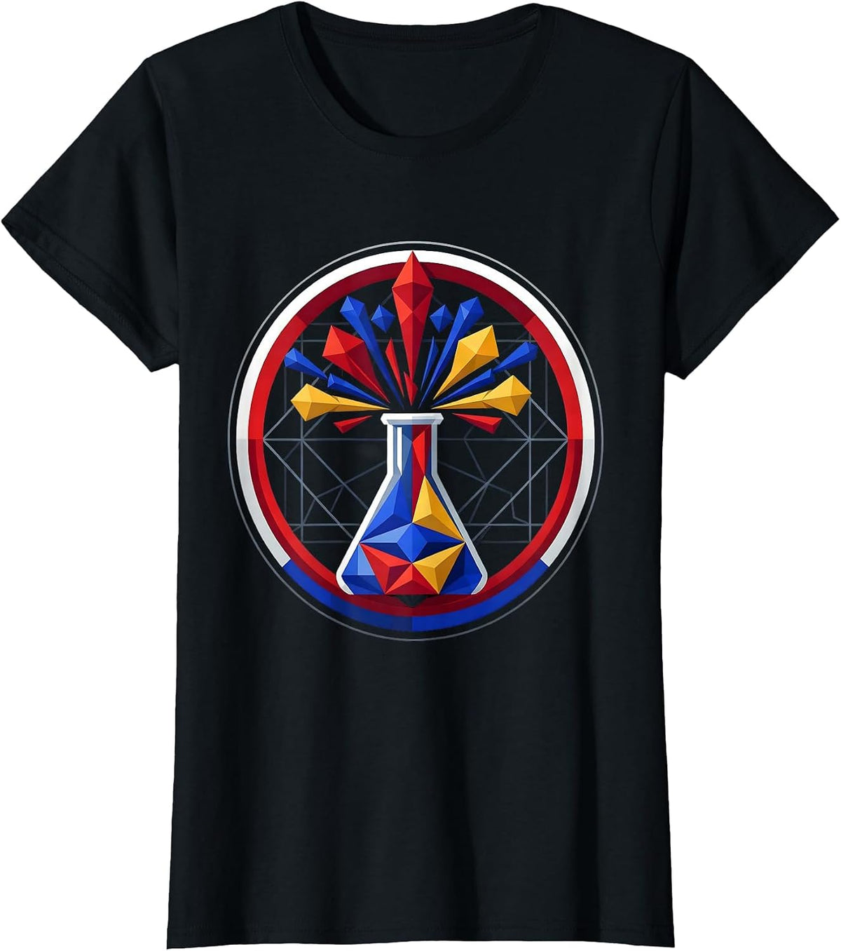 Science Teacher Colorful Chemical Explosion Beaker T-Shirt - Black