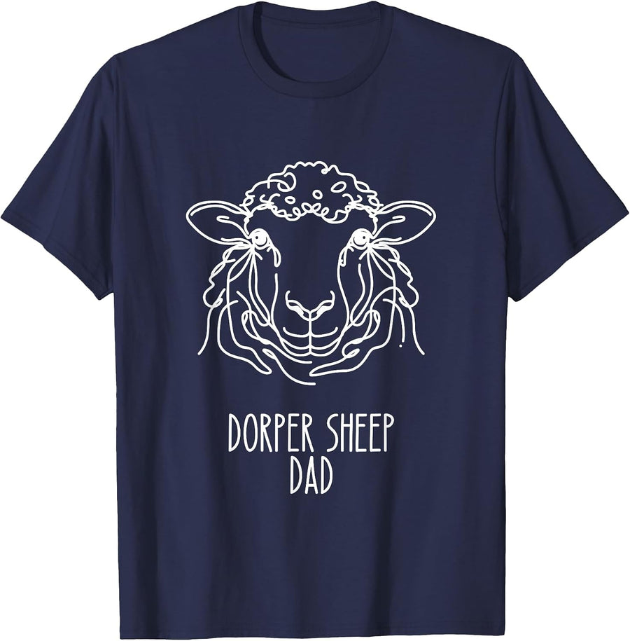Line Art Best Sheep Dad Men - Dorper Sheep T-Shirt - Navy Blue