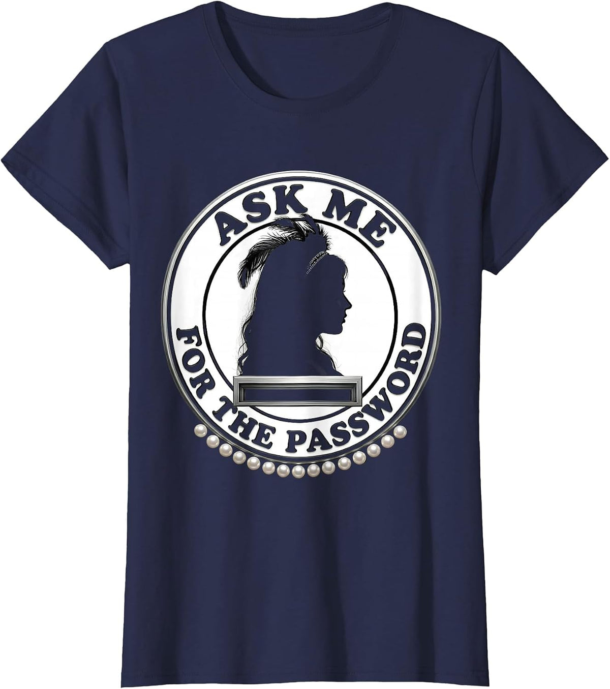 Women's Ask Me For The Password Roaring 1920s Flapper Costume Party T-Shirt - Navy Blue