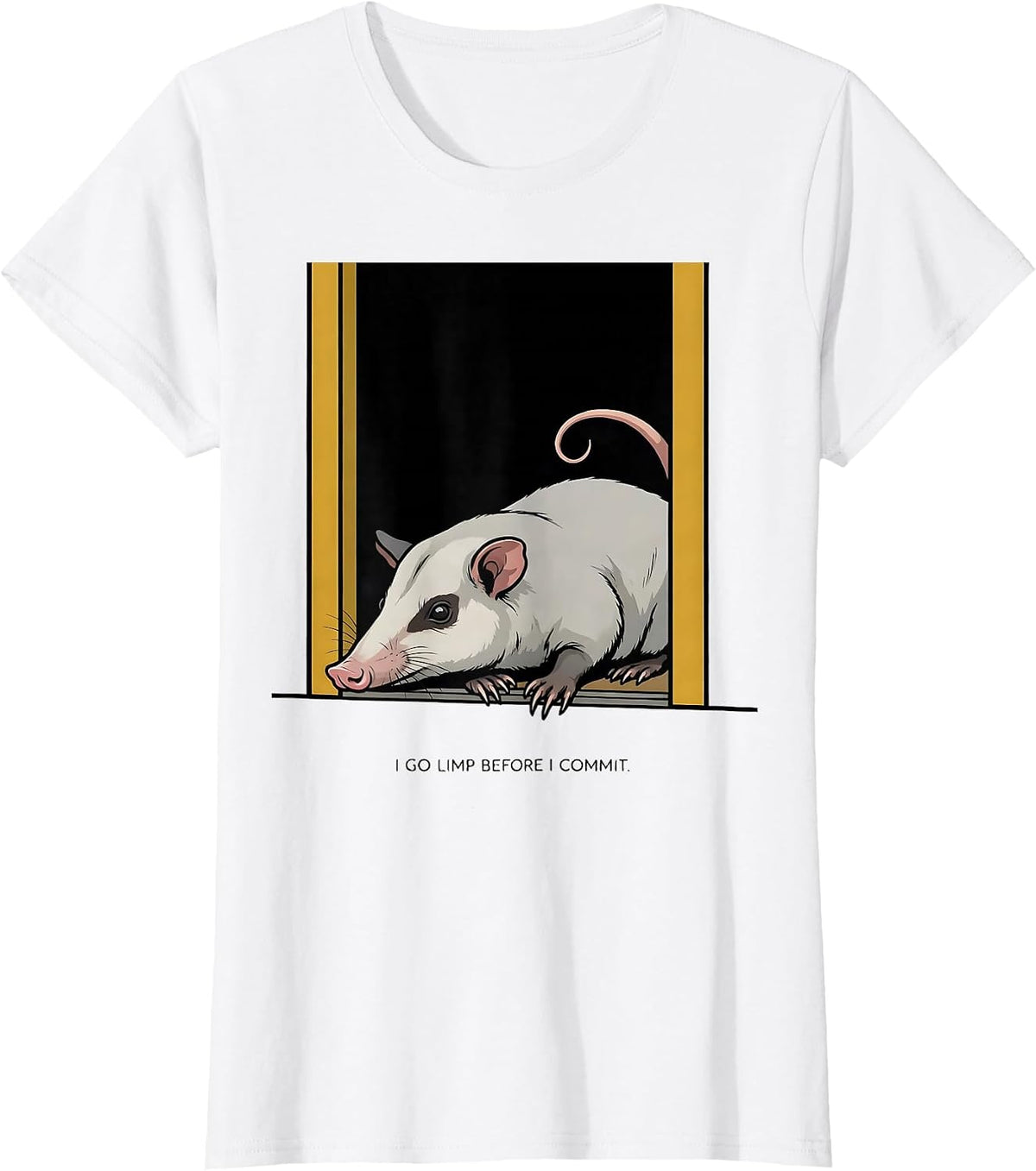 I Go Limp Before I Commit Funny Opossum Meme Animal Humor T-Shirt - White