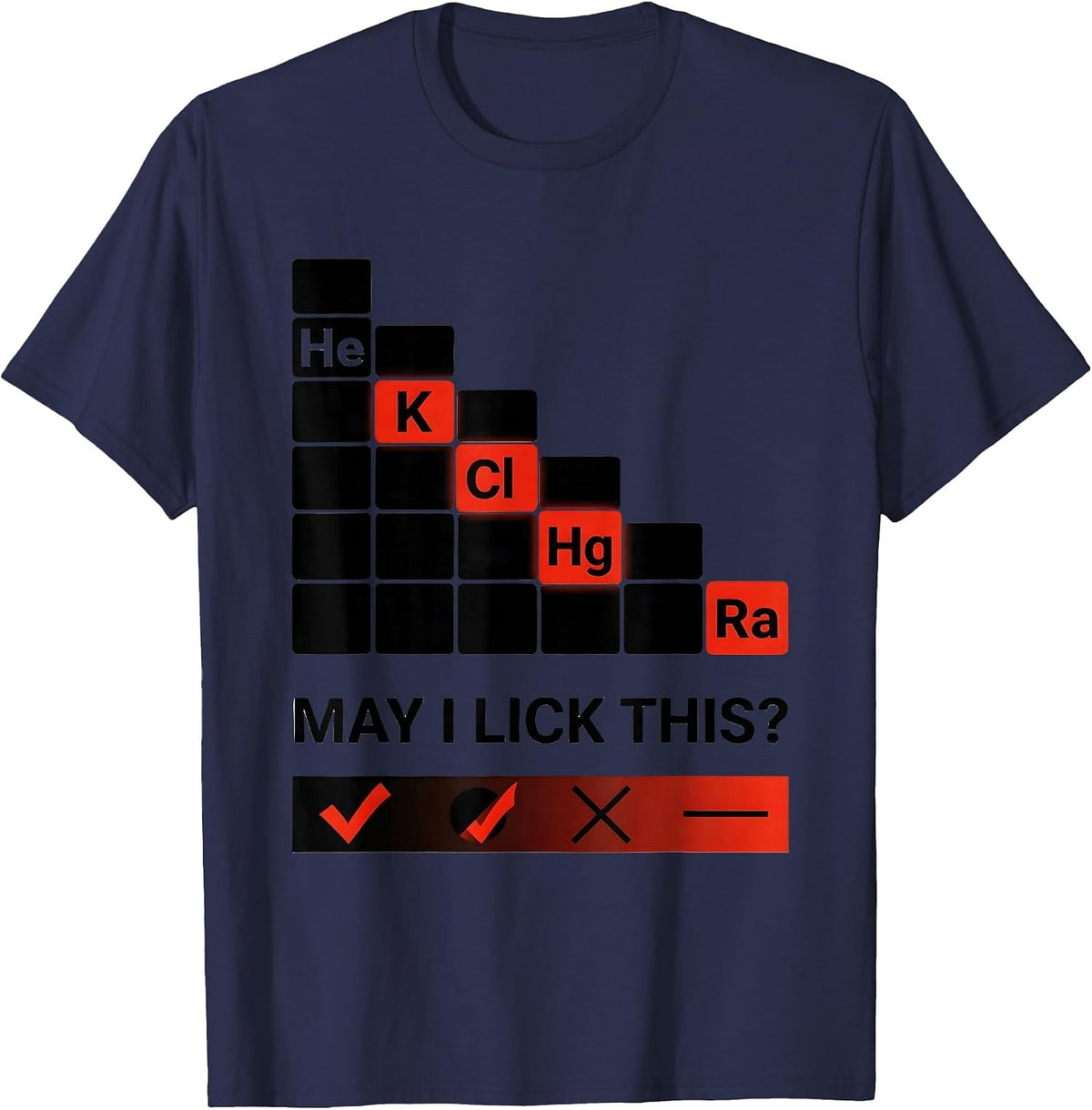 May I Lick This Funny Periodic Table Science Teacher Humor T-Shirt - Navy Blue