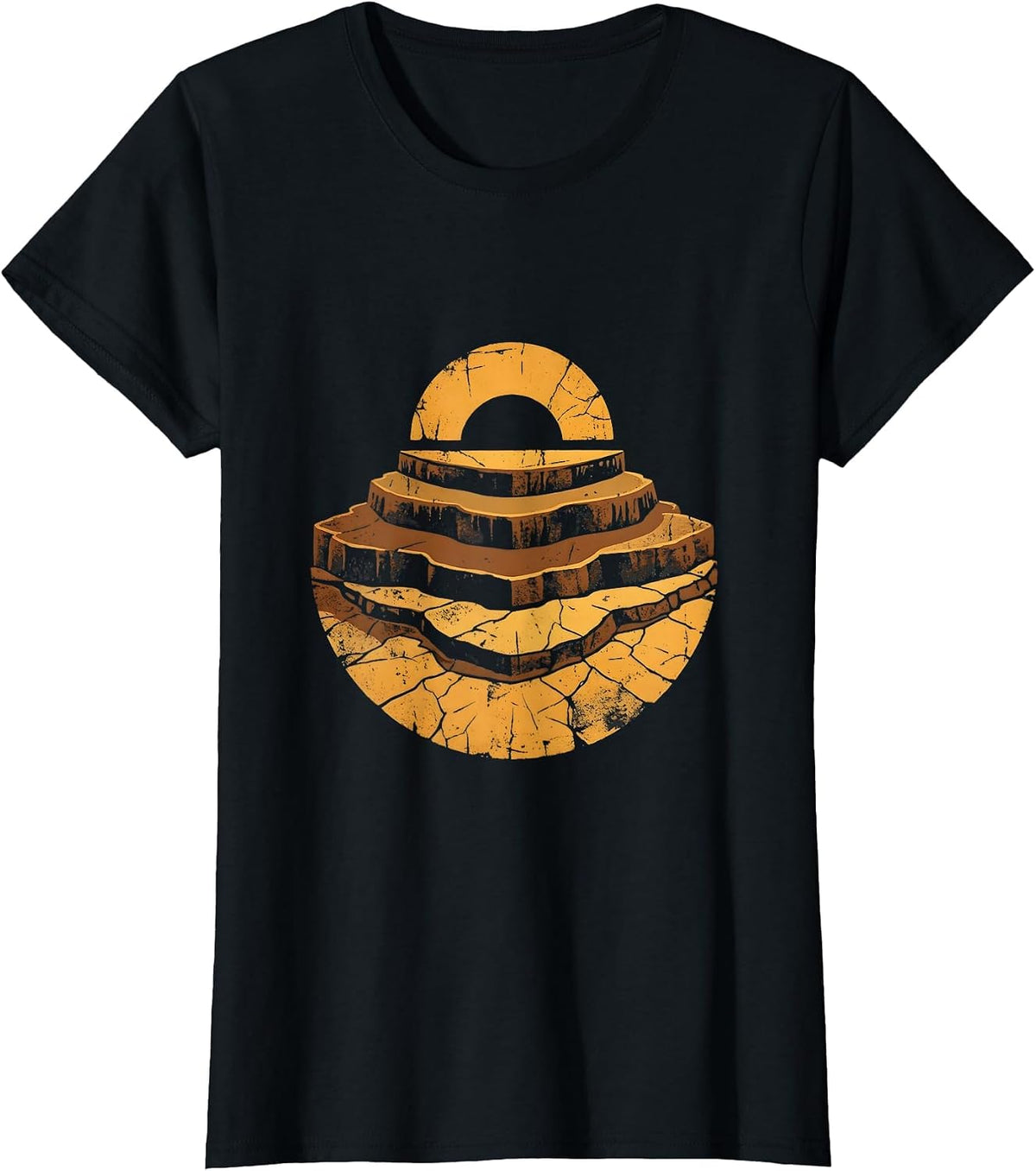 Wyoming Hot Springs Mineral Terraces Illustration T-Shirt - Black