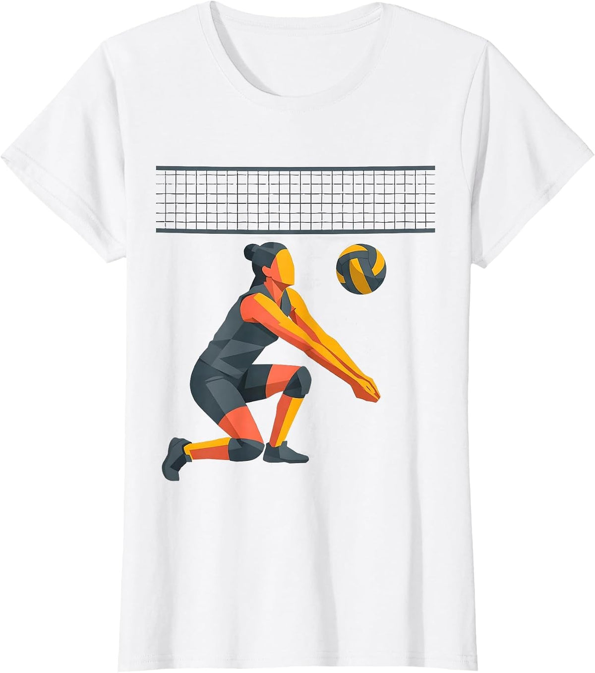 Women's Volleyball Player Defensive Scoop Flat Vector Sport Graphic T-Shirt - White
