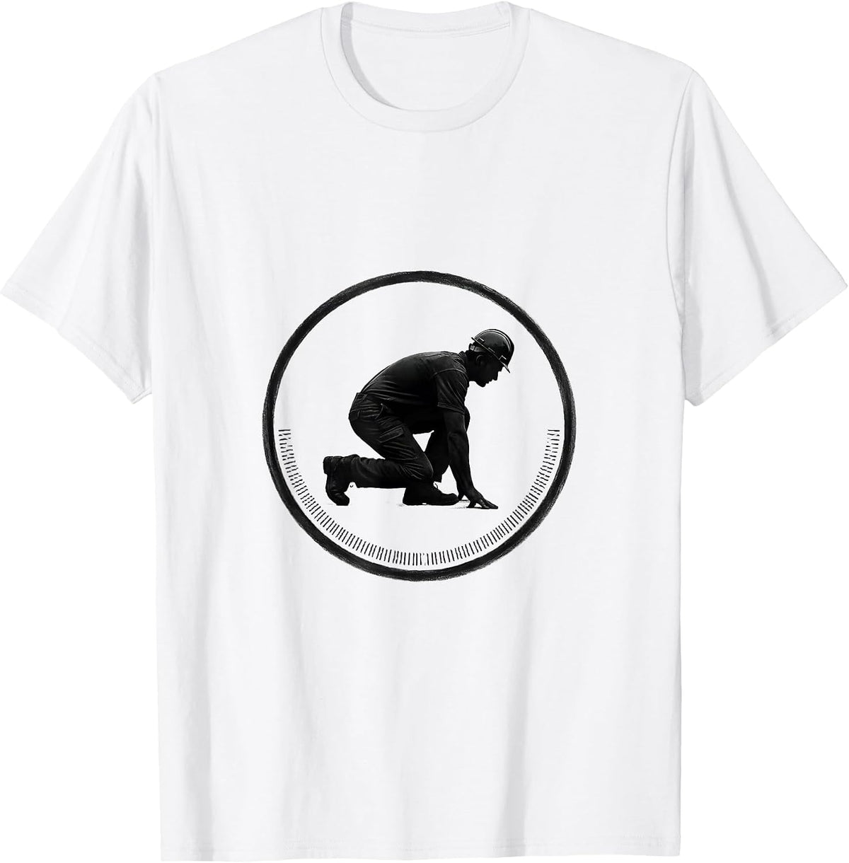 Men's Lineman Minimalist Football Fan Deadpan Humor T-Shirt - White