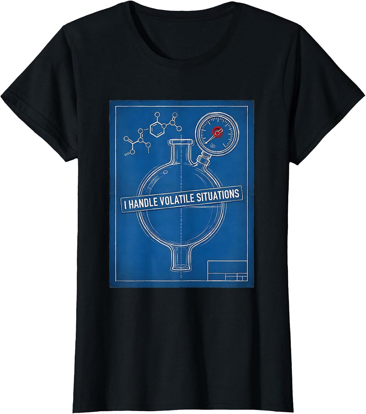 Women's I Handle Volatile Situations Funny Chemistry Nerd Humor T-Shirt - Black