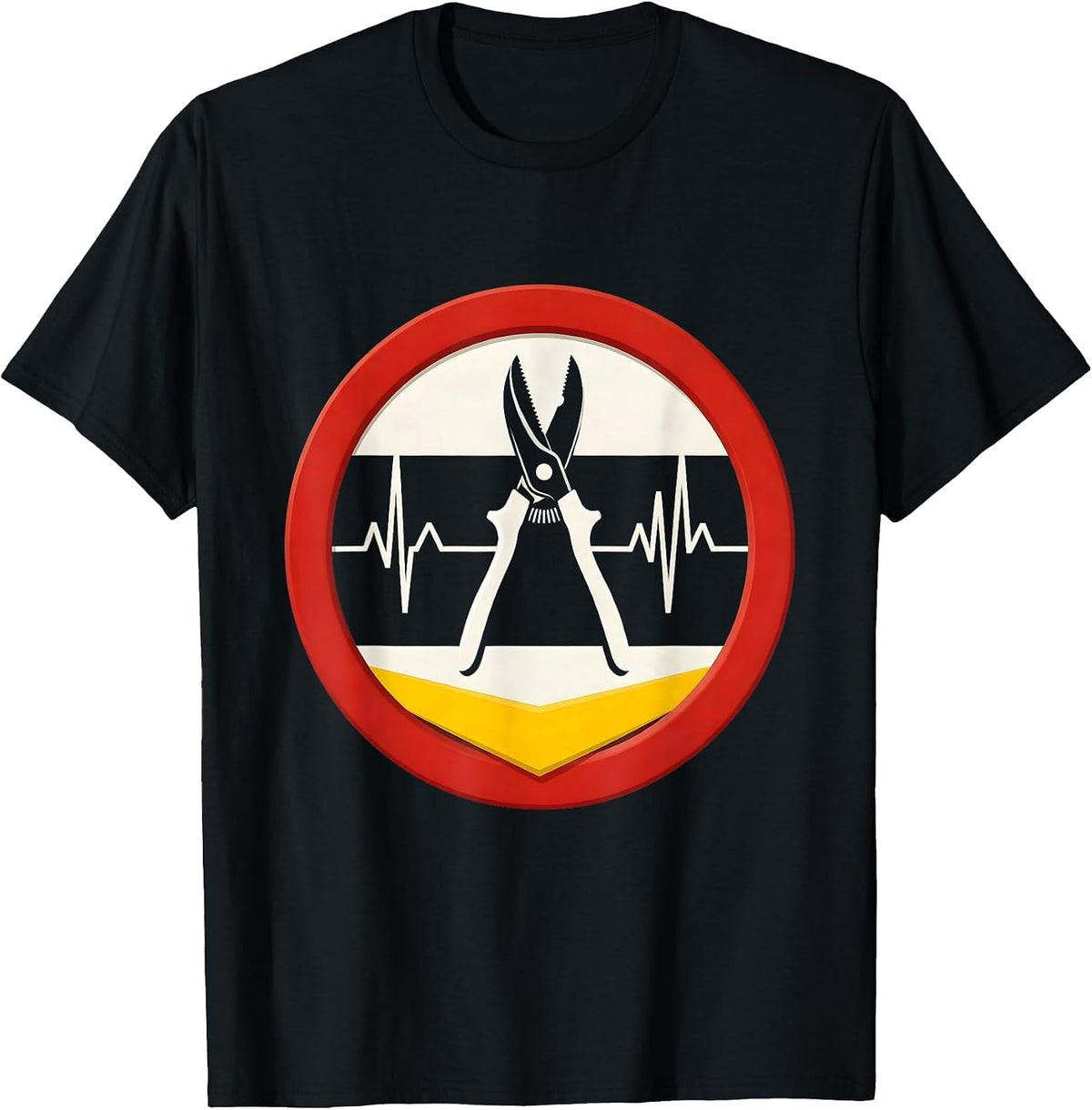 Men's Pruning Shear Badge Modern Gardener Hobbyist Novelty T-Shirt - Black