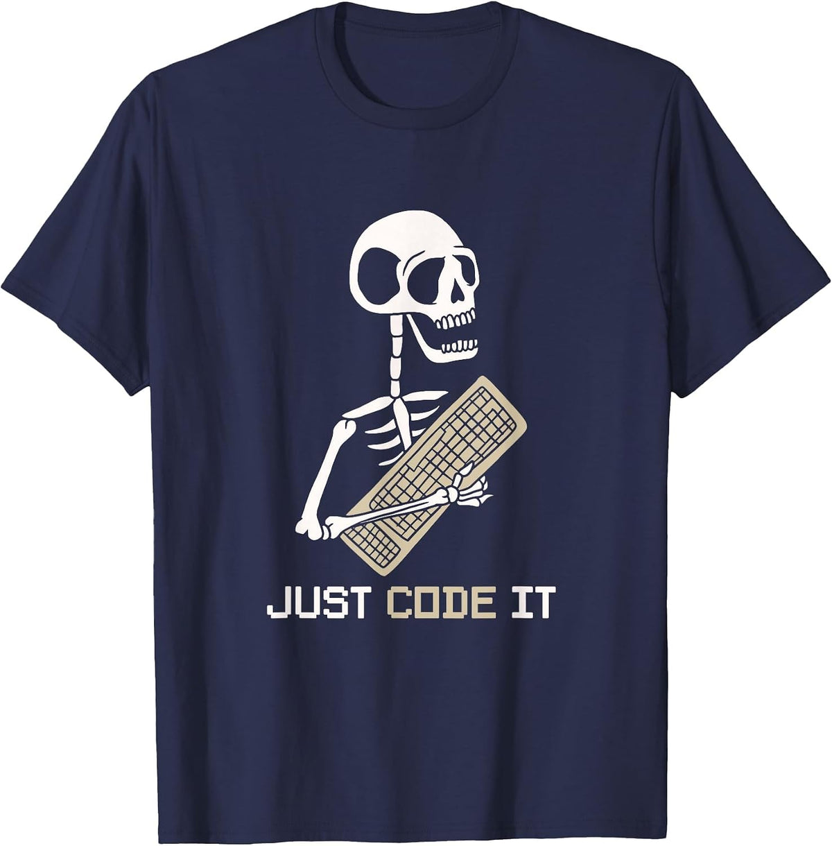 Skeleton Programmer Software Developer Coder Code It T-Shirt - Navy Blue