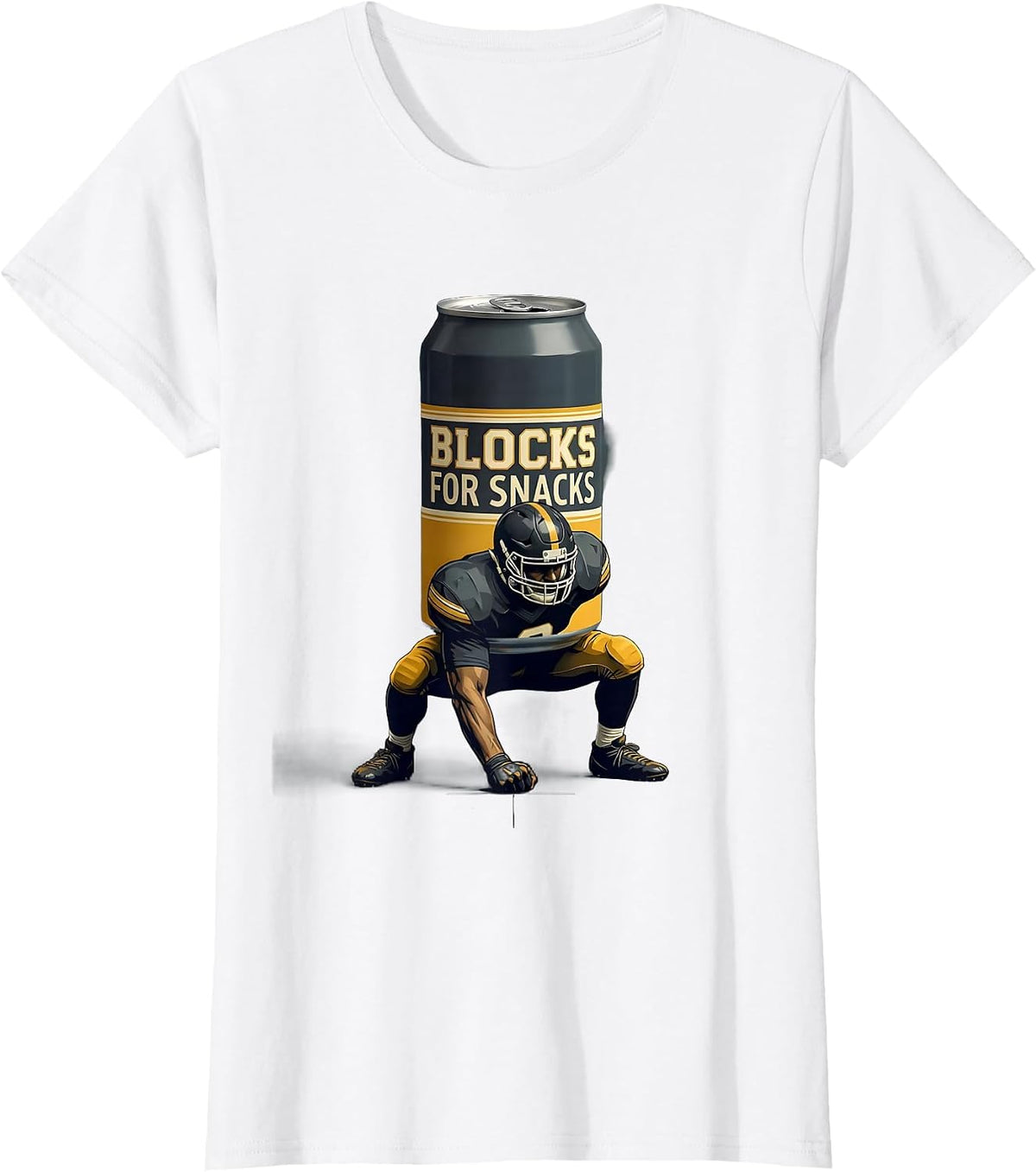Women's Blocks For Snacks Funny Football Lineman Humor T-Shirt - White