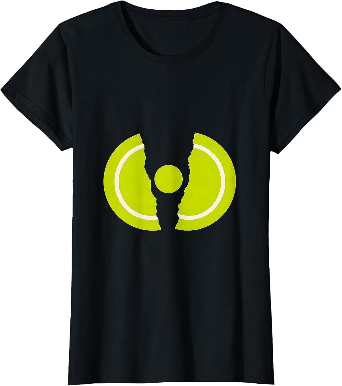 Cracked Tennis Ball Glowing Core Graphic T-Shirt - Black