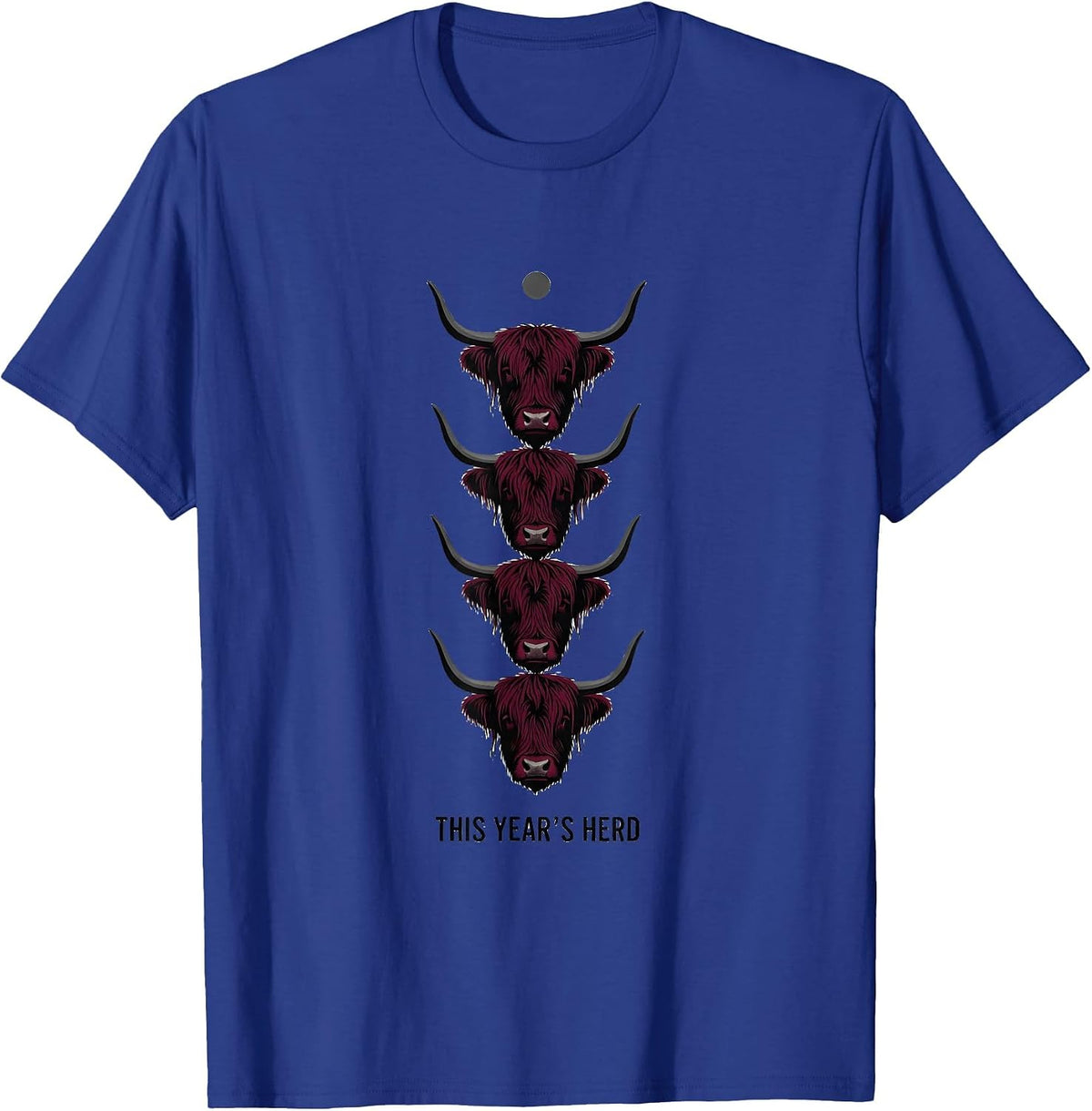 This Year's Herd Funny Highland Cow Farm Christmas Humor T-Shirt - Royal Blue