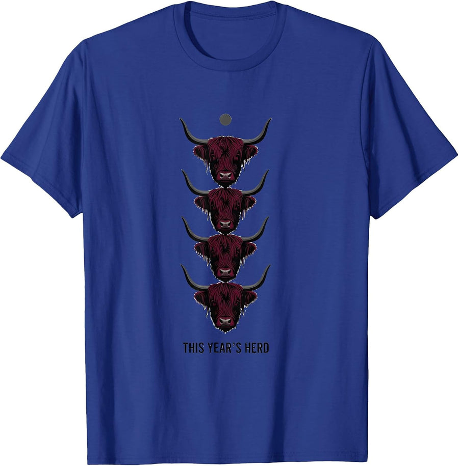 This Year's Herd Funny Highland Cow Farm Christmas Humor T-Shirt - Royal Blue