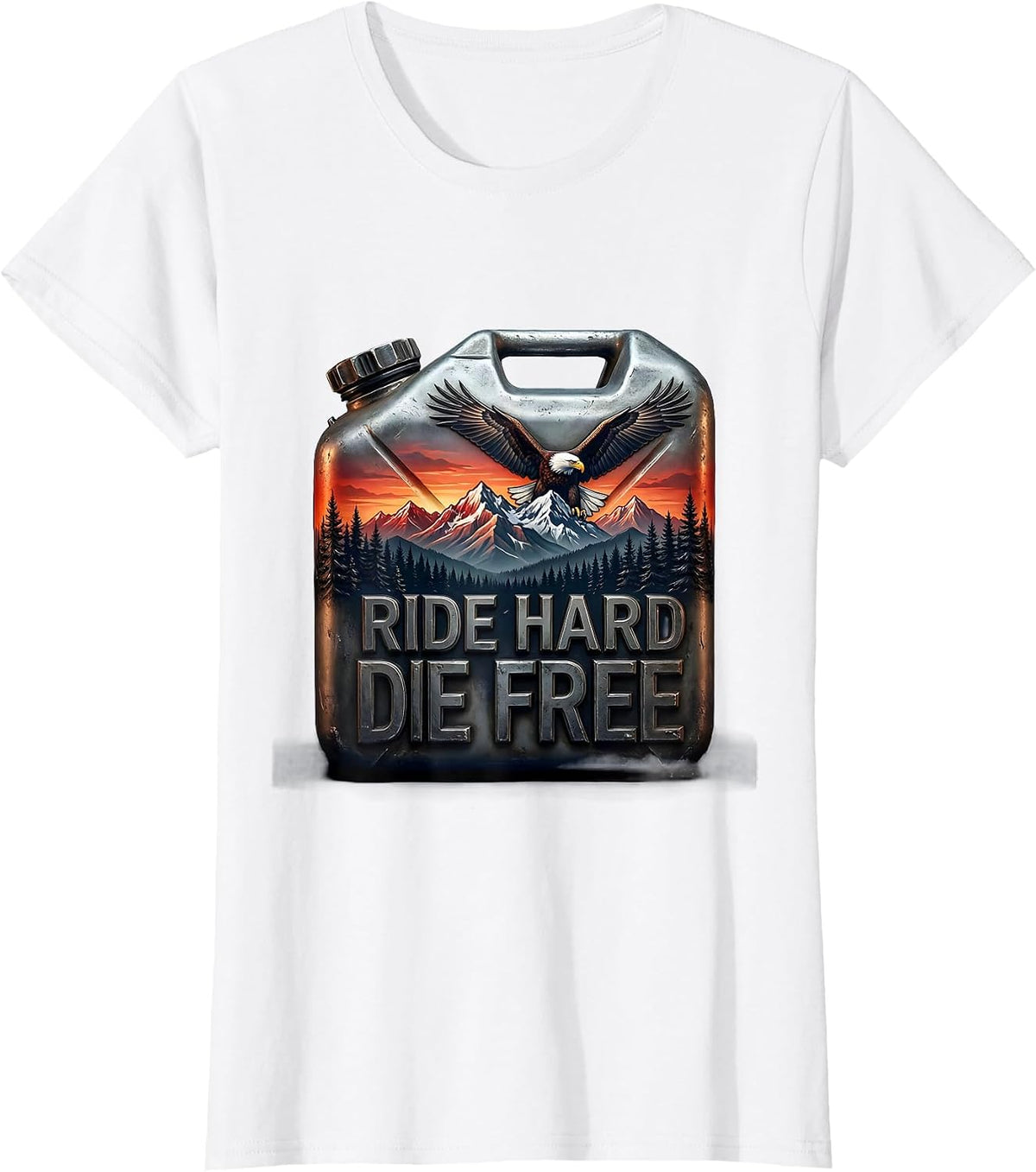 Ride Hard Die Free Motorcycle Biker Design T-Shirt - White