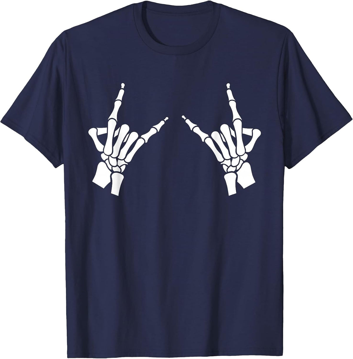 Skeleton Metal Hands T-Shirt Gothic Goth T-Shirt - Navy Blue