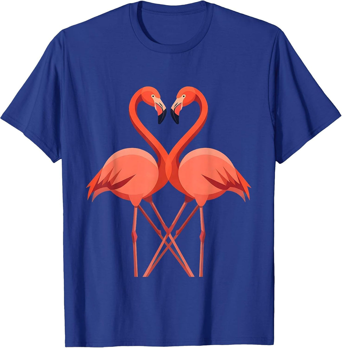 Flamingo Heart Love Romantic Bird Illustration T-Shirt - Royal Blue