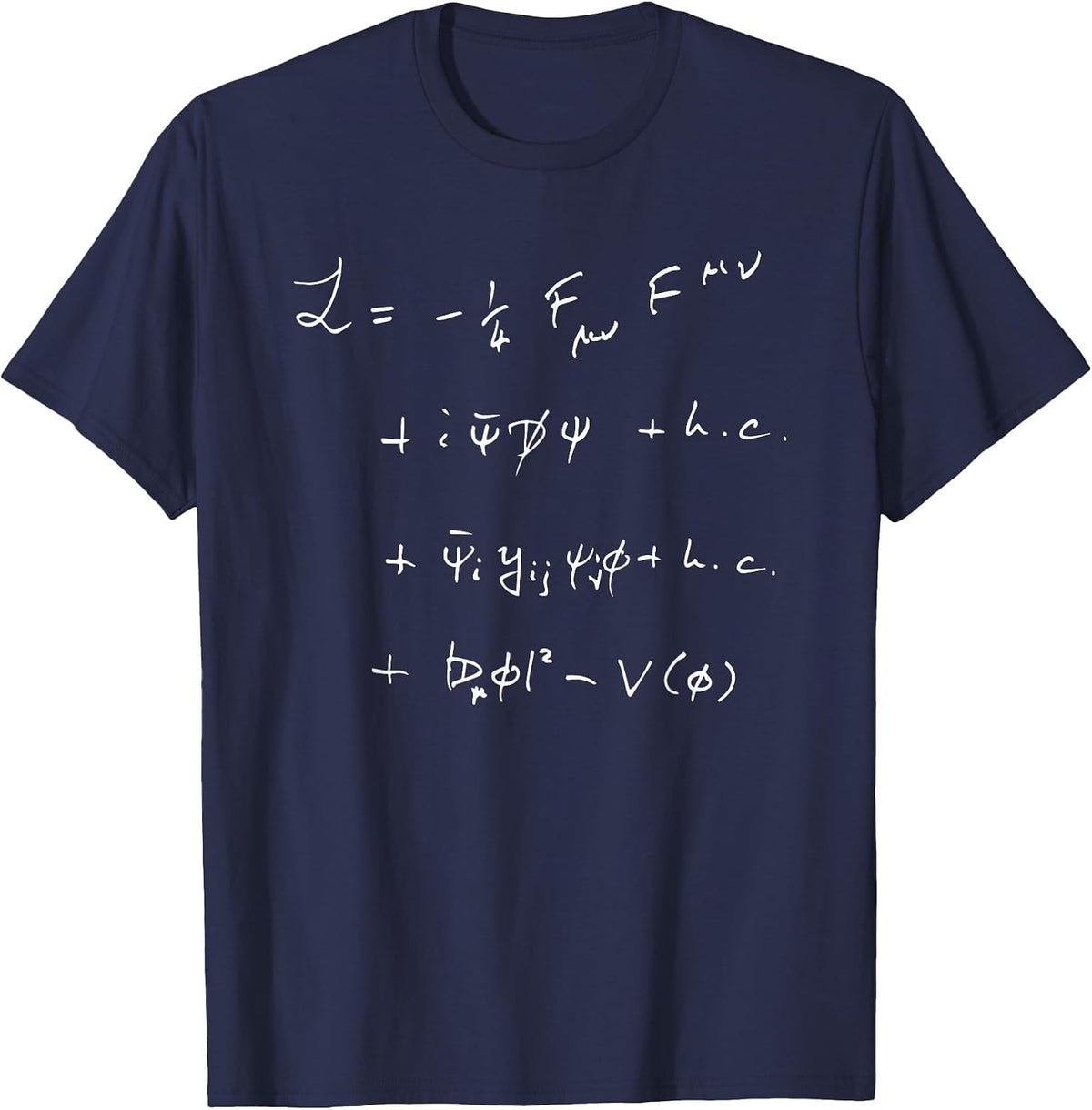 Physics Subject Standard Model Lagrangian Science Teacher T-Shirt - Navy Blue