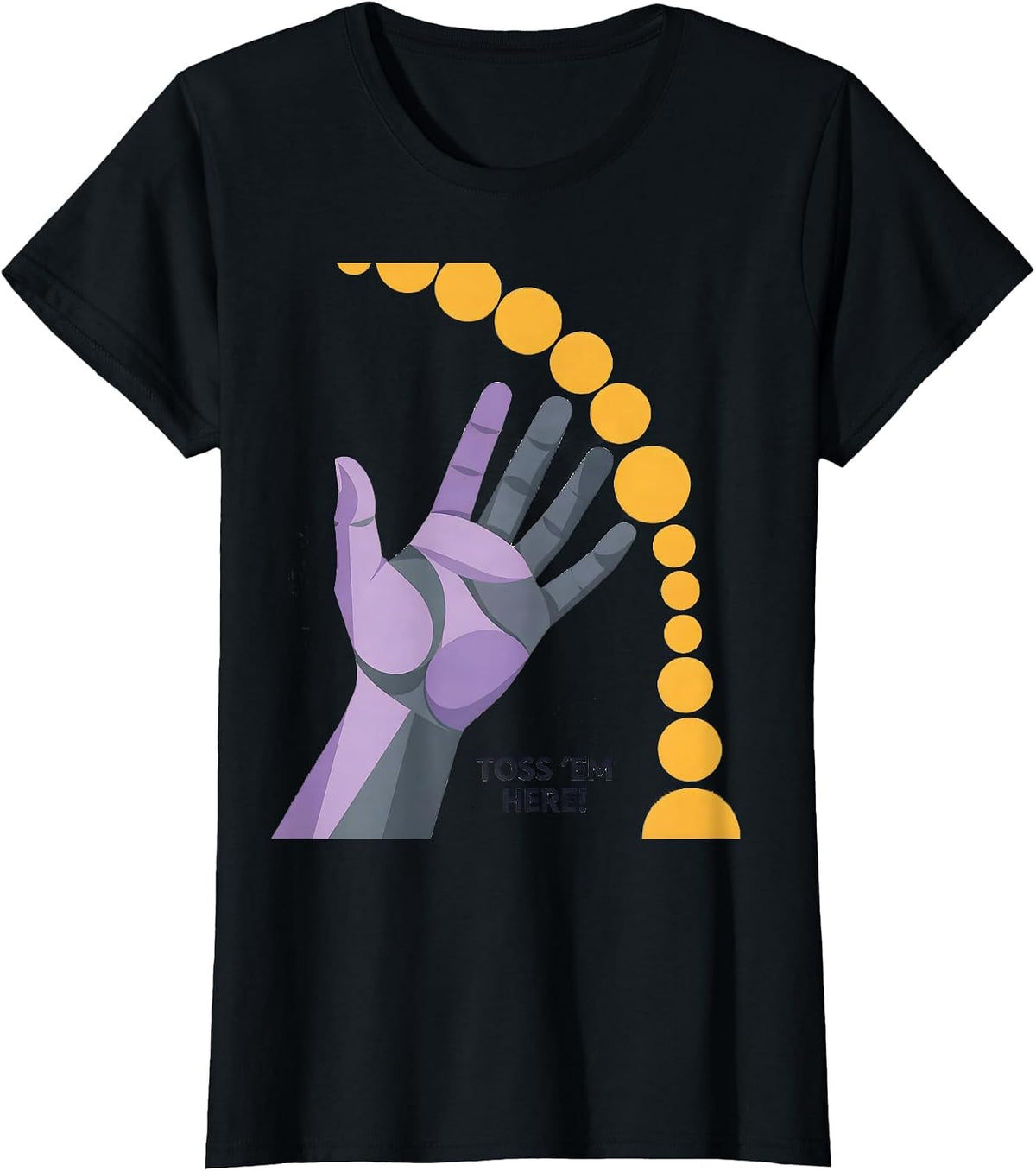 Toss Em Here! Flat Vector Mardi Gras Carnival Party Costume T-Shirt - Black