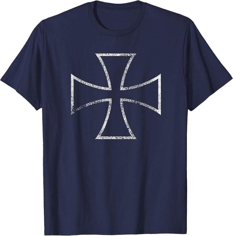 Iron Cross Biker T-Shirt - Navy Blue