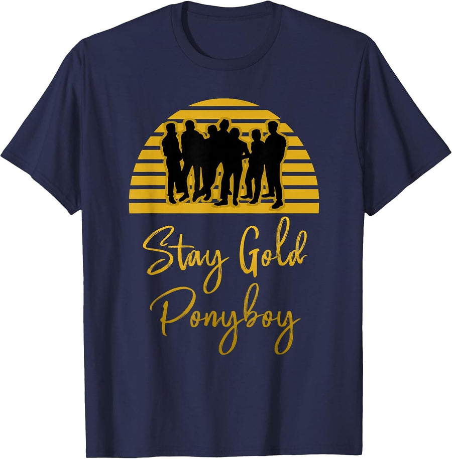 Stay Gold Ponyboy Vintage Classic 80s 70s T-Shirt - Navy Blue