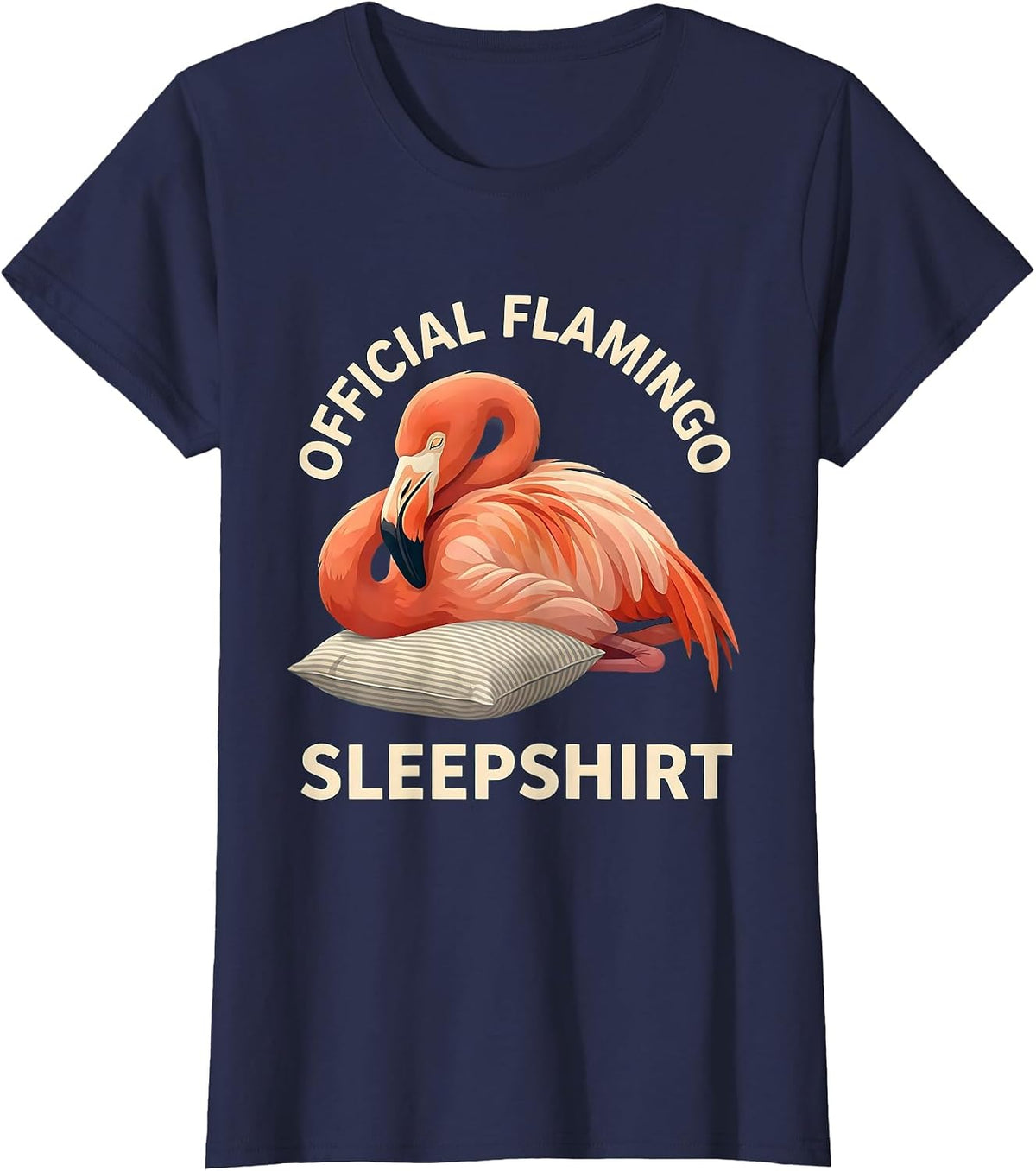 Women's Official Flamingo Sleepshirt Funny Animal Lover Pajama Humor T-Shirt - Navy Blue