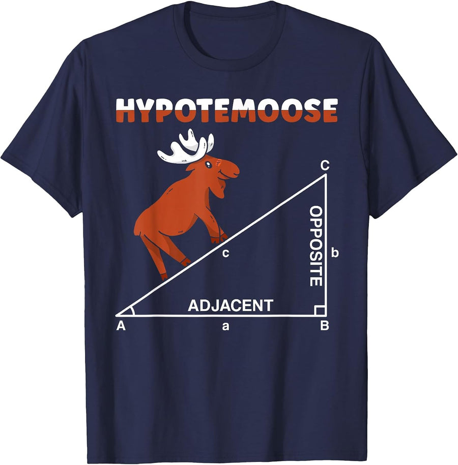 Hypotemoose Mathematics Teacher Mathematician Math Geek T-Shirt - Navy Blue