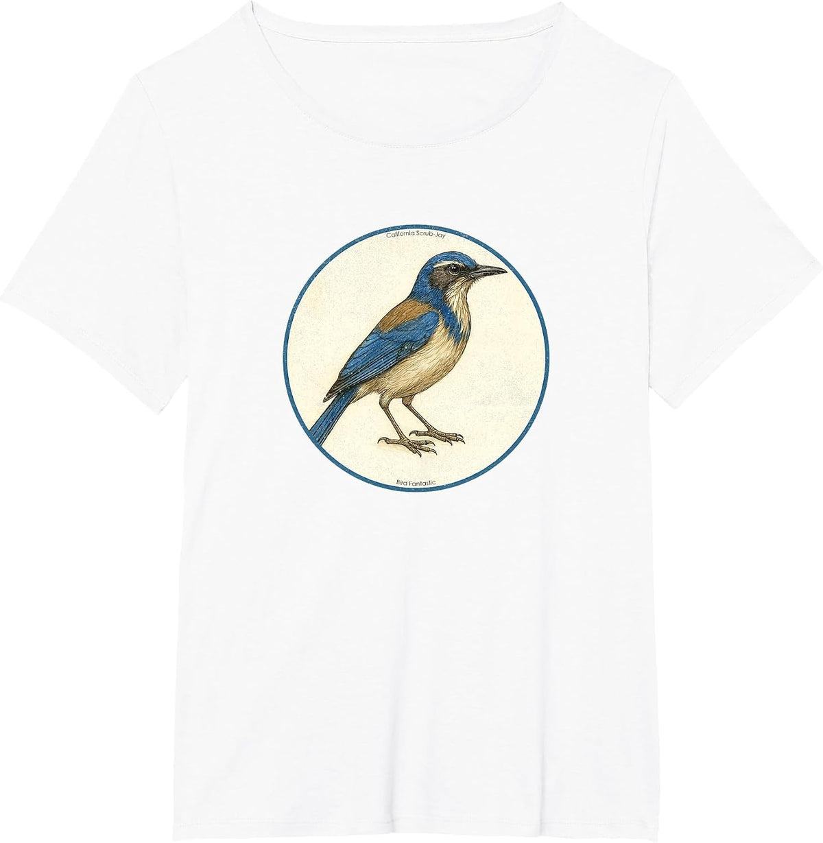 Colorful Retro California Scrub-Jay Bird Design T-Shirt - White