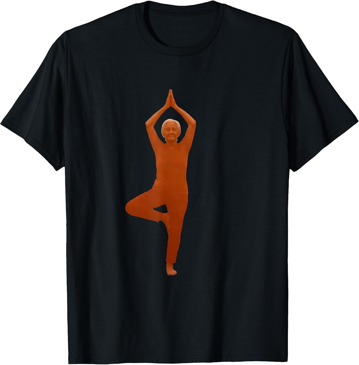 Men's Senior Yoga Balance Pose Fall Prevention Art T-Shirt - Black