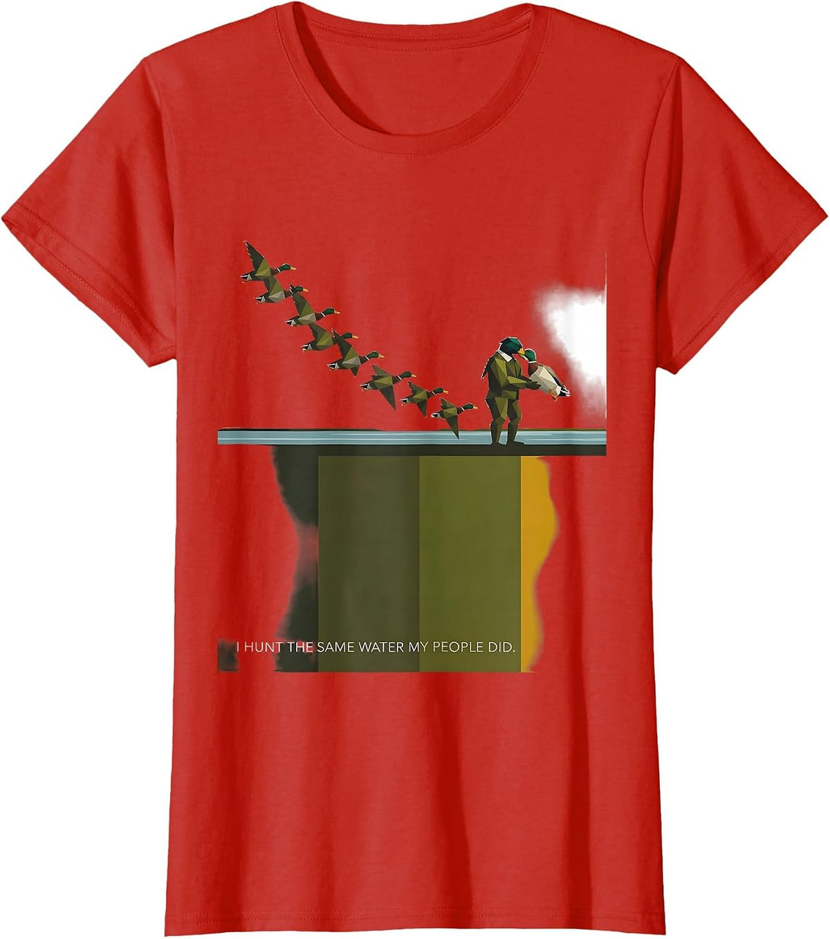 Women's I Hunt The Same Water My People Did Geometric Southern Local T-Shirt - Red