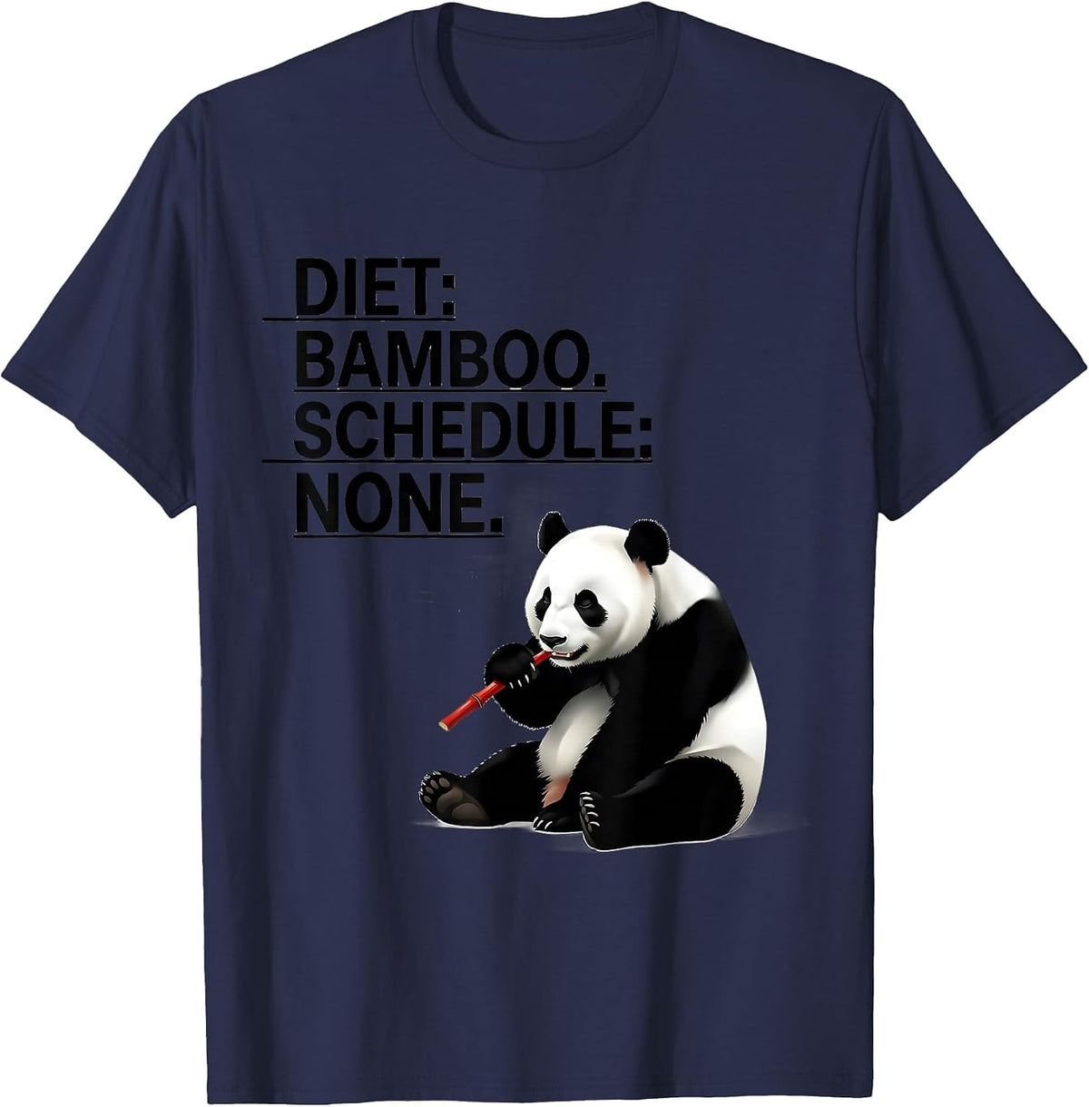 Diet Bamboo Schedule None Cute Panda Lover Animal Humor T-Shirt - Navy Blue