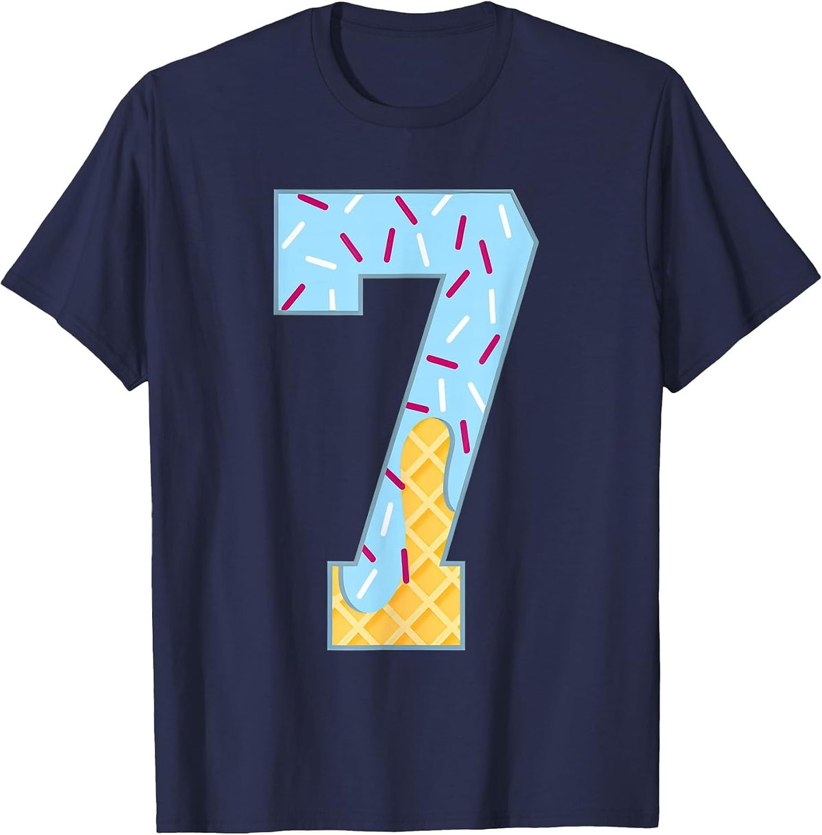 Number 7 Ice Cream Drip 67 Meme Couple Halloween Costume T-Shirt - Navy Blue