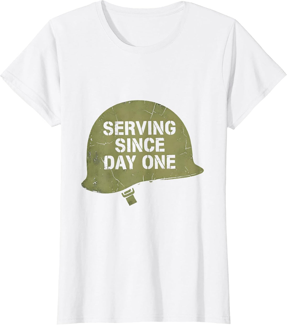 Army Serving Since Day One Military Design T-Shirt - White