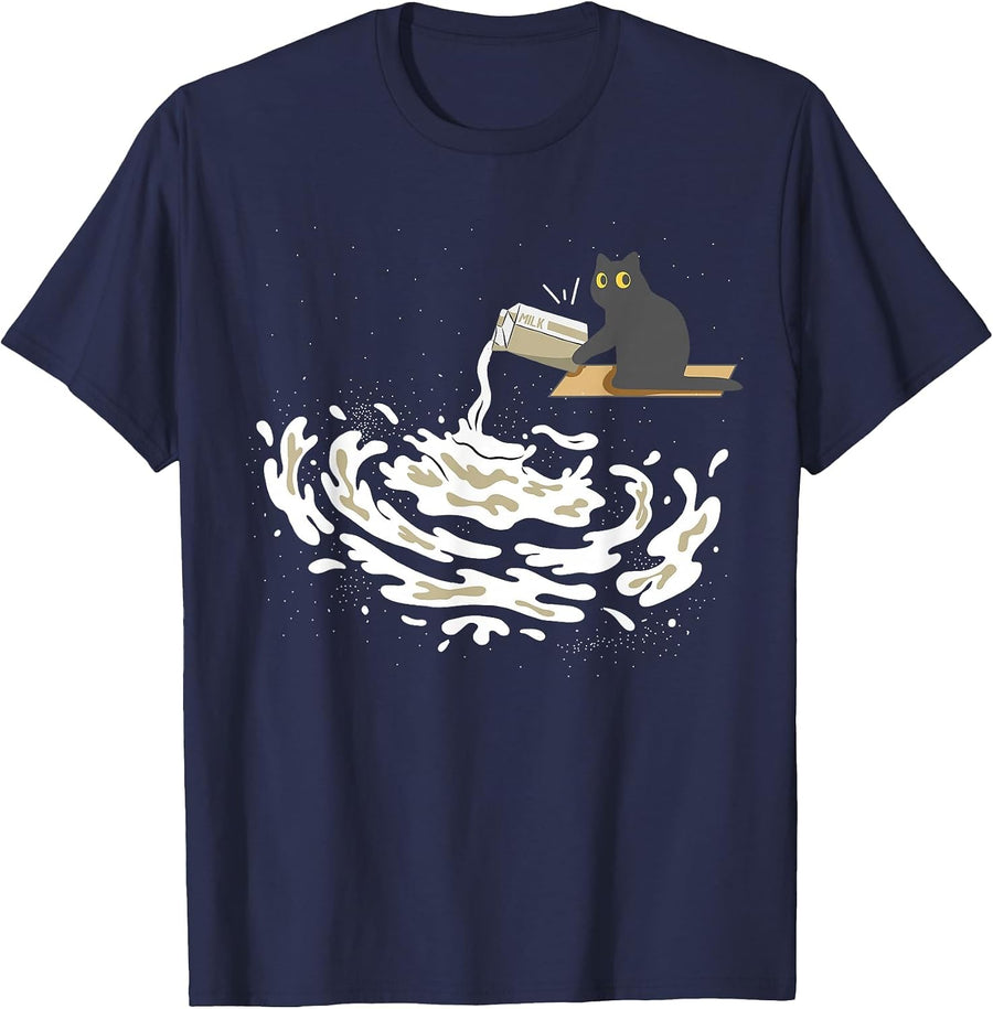Astrophysics Milky Way Cat Astrophysicist Funny Physics T-Shirt - Navy Blue