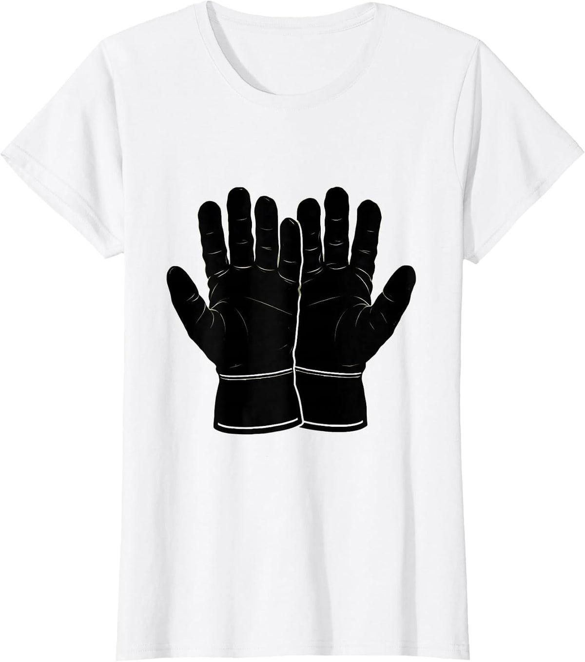 Women's Oil-Stained Work Gloves Blue Collar Graphic T-Shirt - White