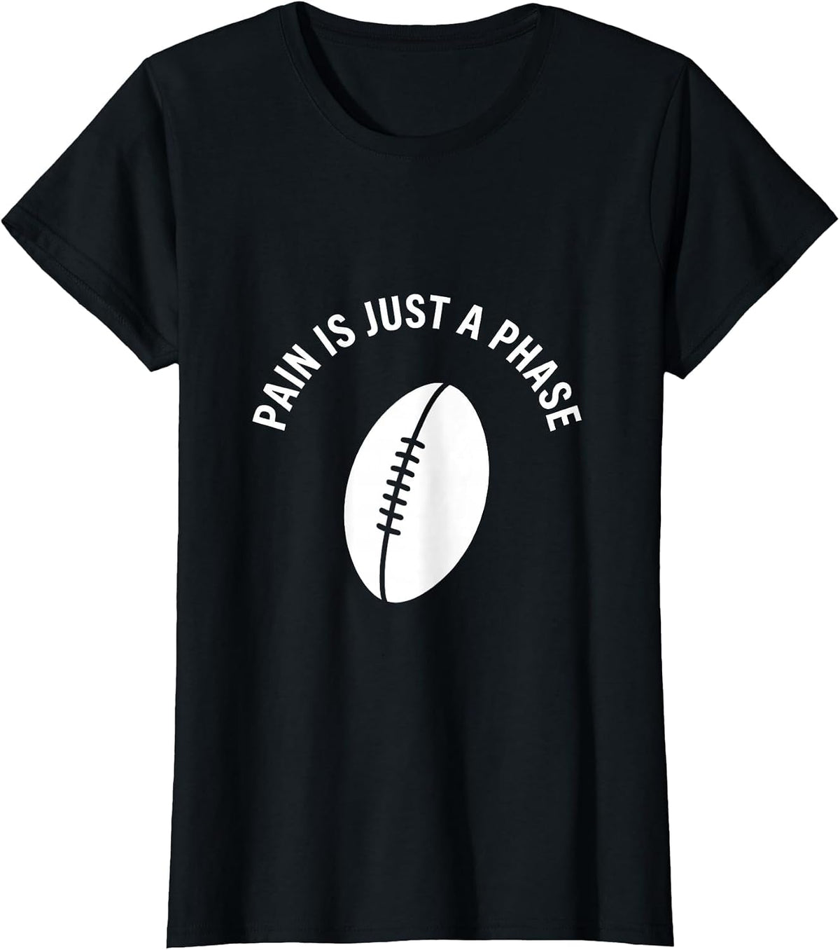 Women's Pain Is Just a Phase Rugby Graphic Design T-Shirt - Black