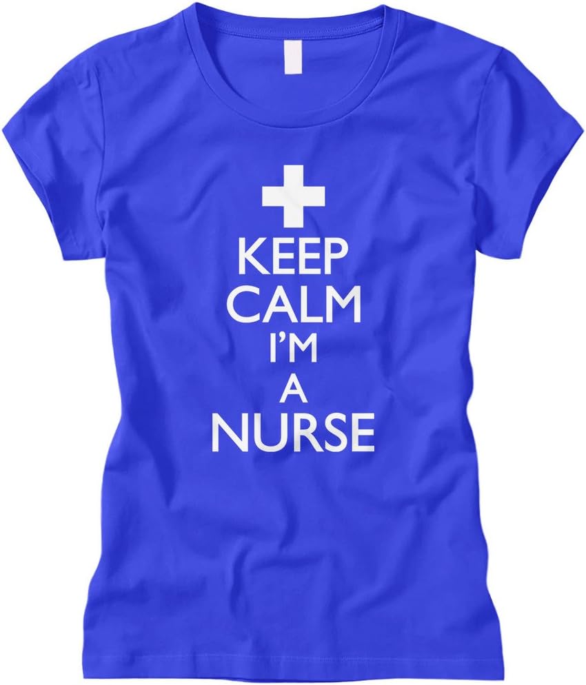 Cybertela Women's Keep Calm I'm A Nurse Fitted T-Shirt - Royal Blue