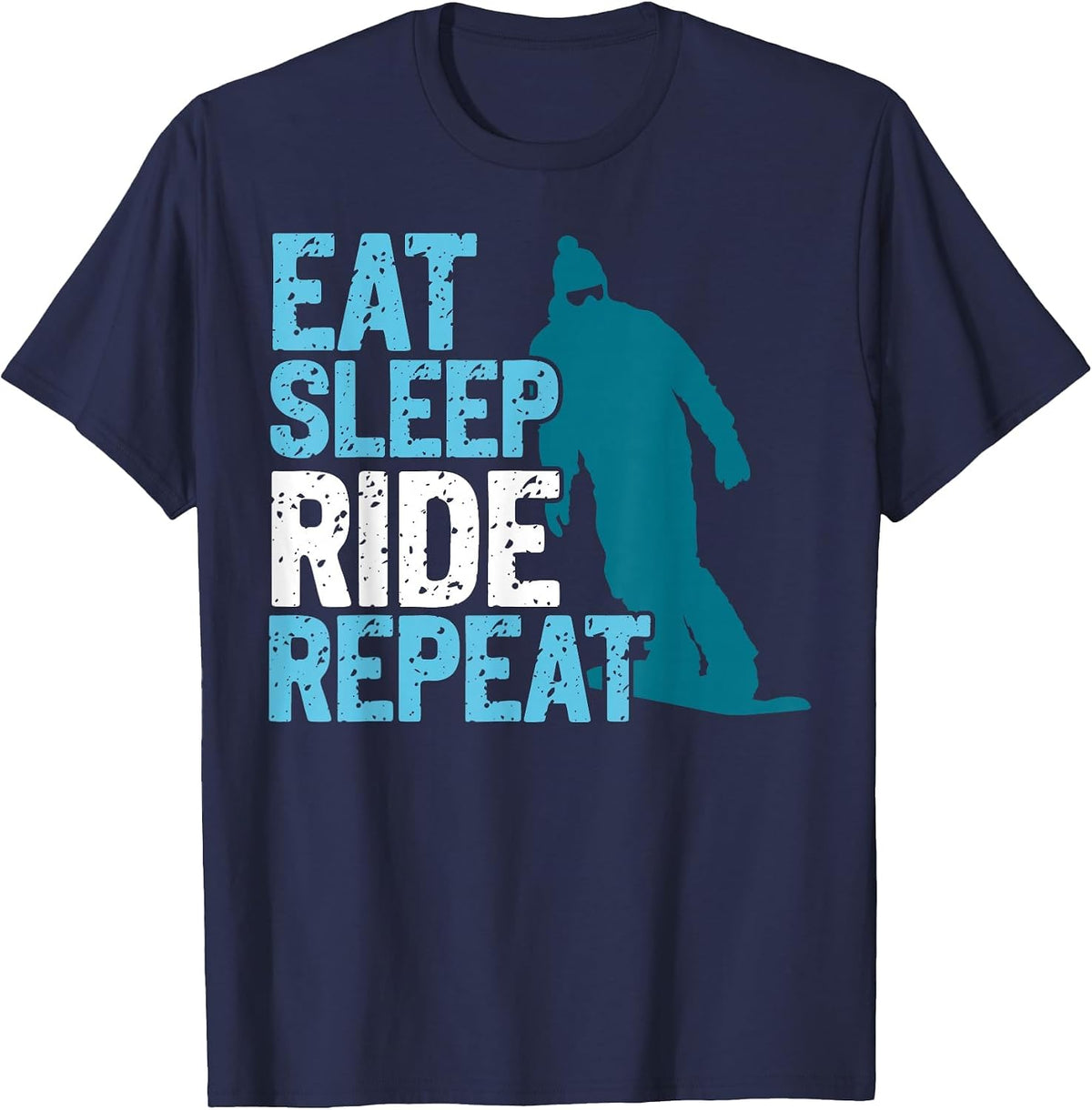 Snowboarding Snowboard Vintage Retro Ride Eat Sleep Ride T-Shirt - Navy Blue