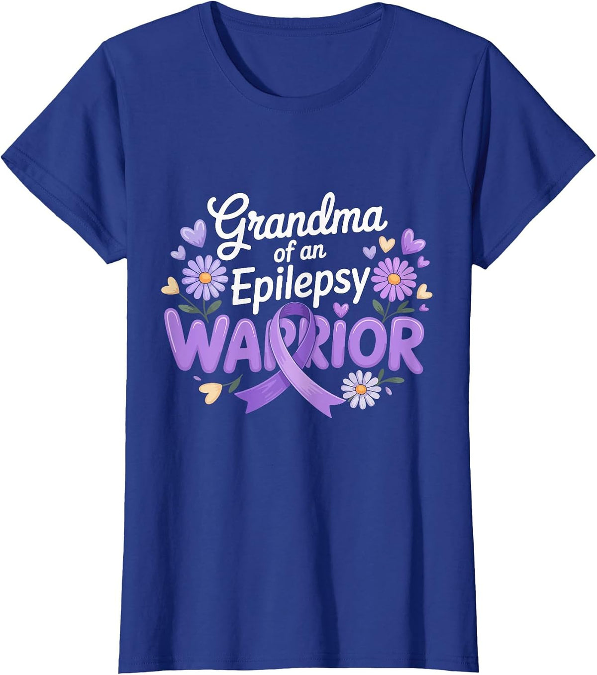 Epilepsy Warrior Grandma Purple Awareness Ribbon Support T-Shirt - Royal Blue