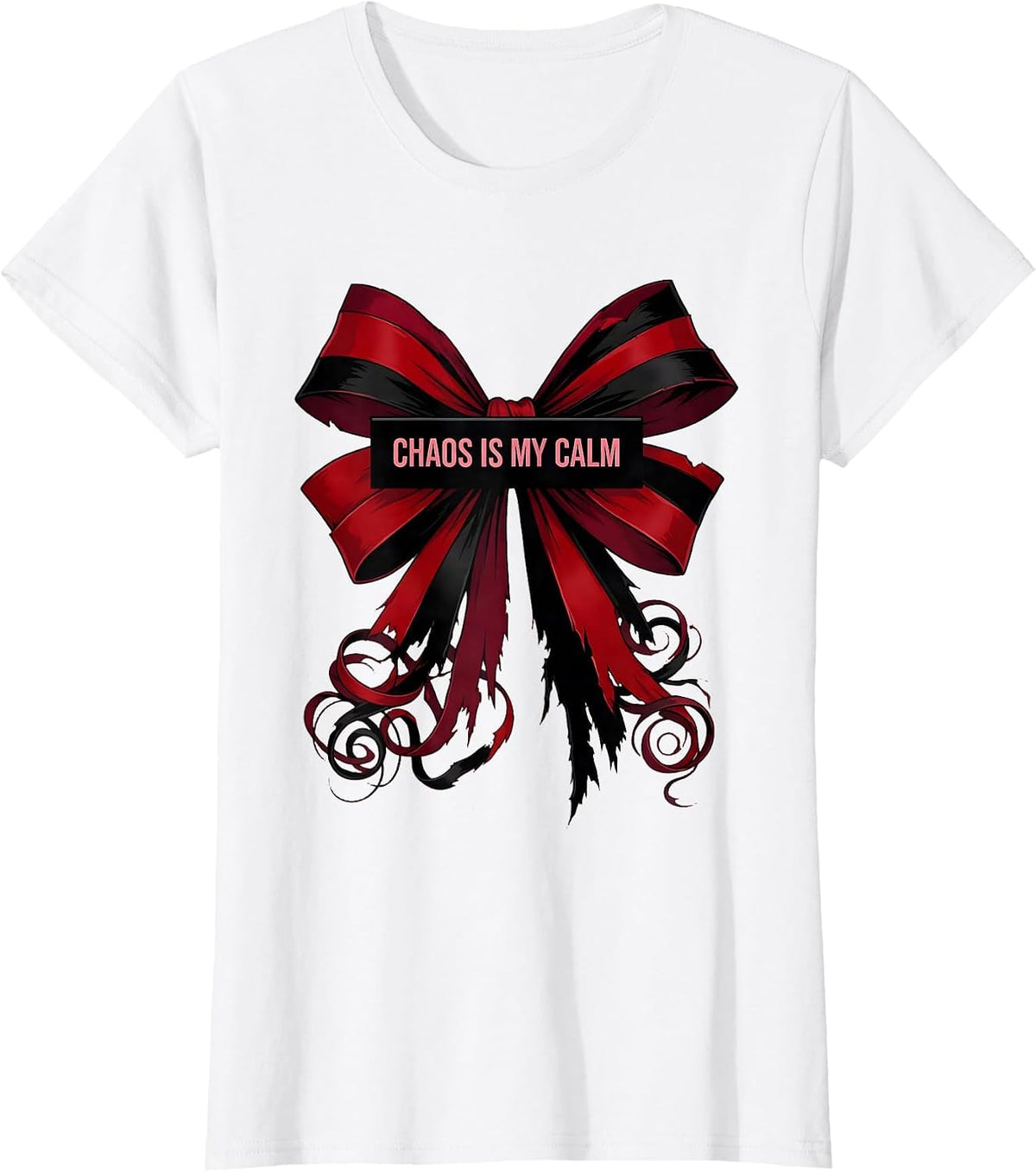 Chaos Is My Calm Punk Graphic Design T-Shirt - White